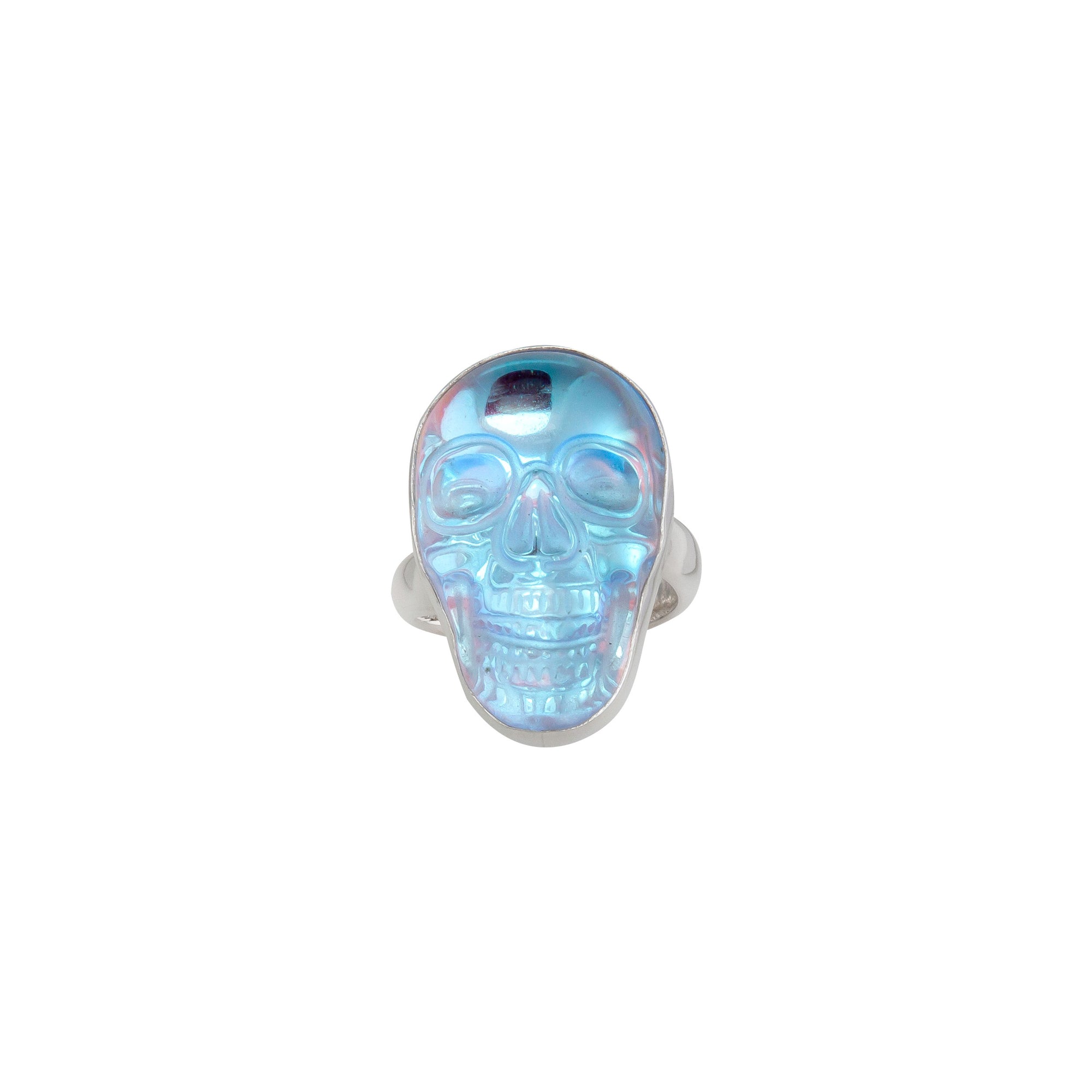 Sterling Silver Luminite Skull Adjustable Ring - Small | Charles Albert Jewelry