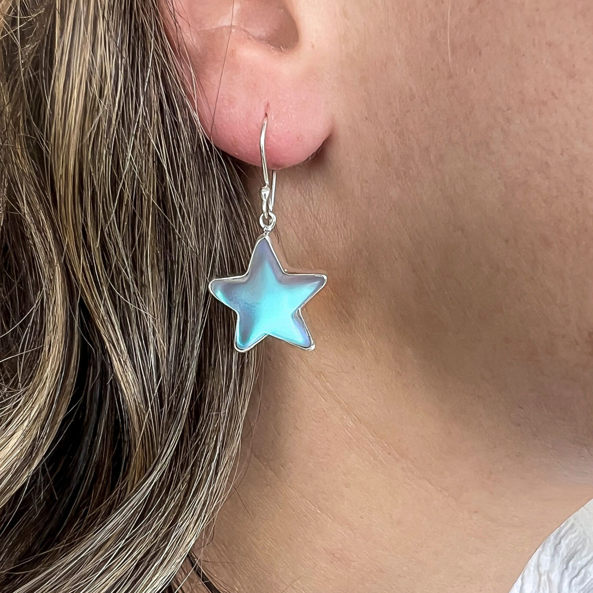 Sterling Silver Luminite Star Drop Earrings | Charles Albert Jewelry