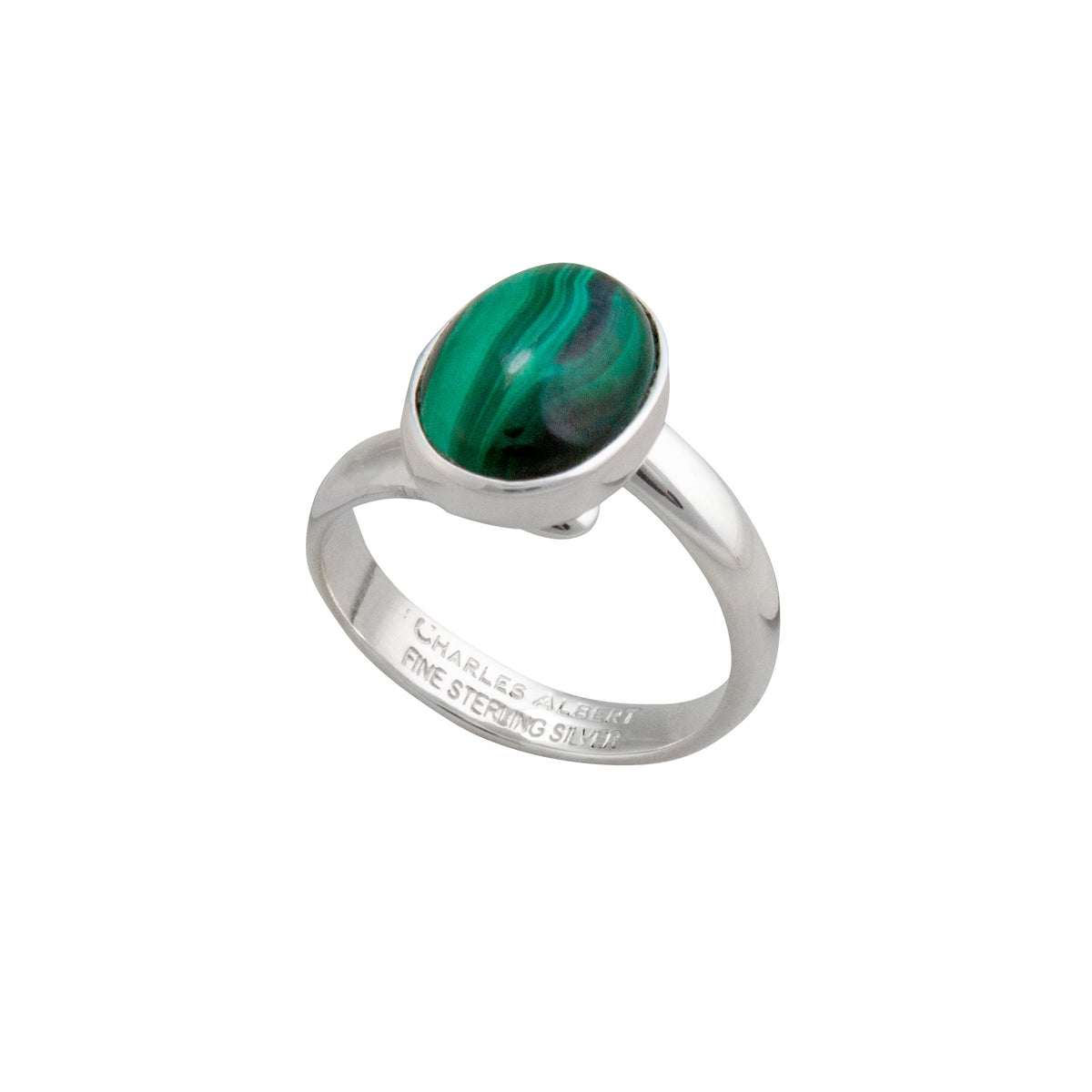 Sterling Silver Malachite Petite Adjustable Ring | Charles Albert Jewelry