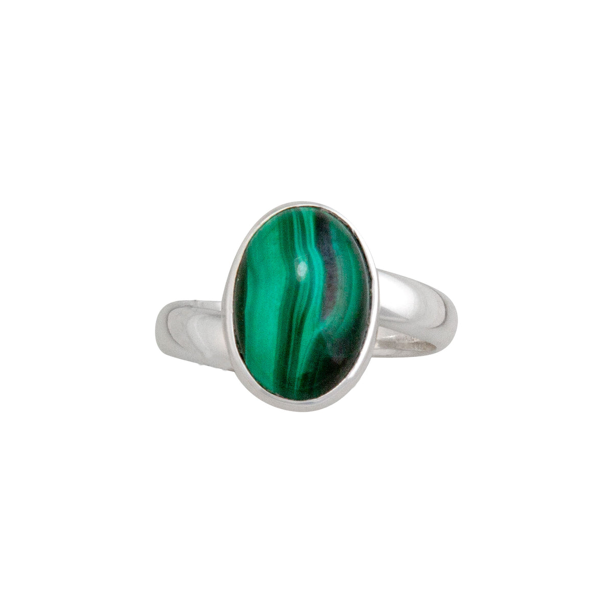 Sterling Silver Malachite Petite Adjustable Ring | Charles Albert Jewelry