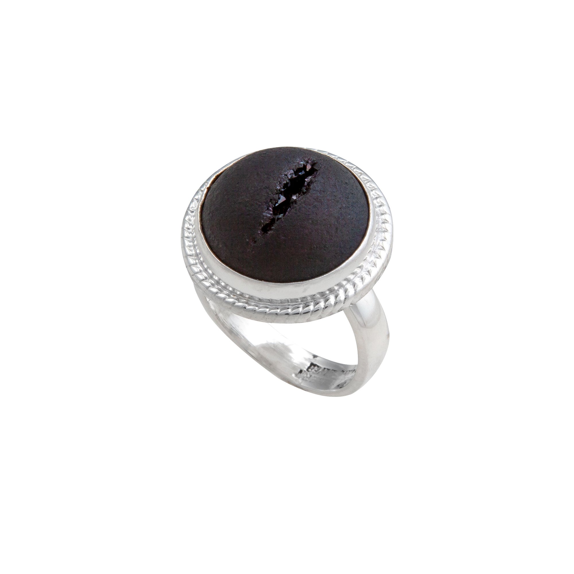 Sterling Silver Matte Black Druzy Ring | Charles Albert Jewelry