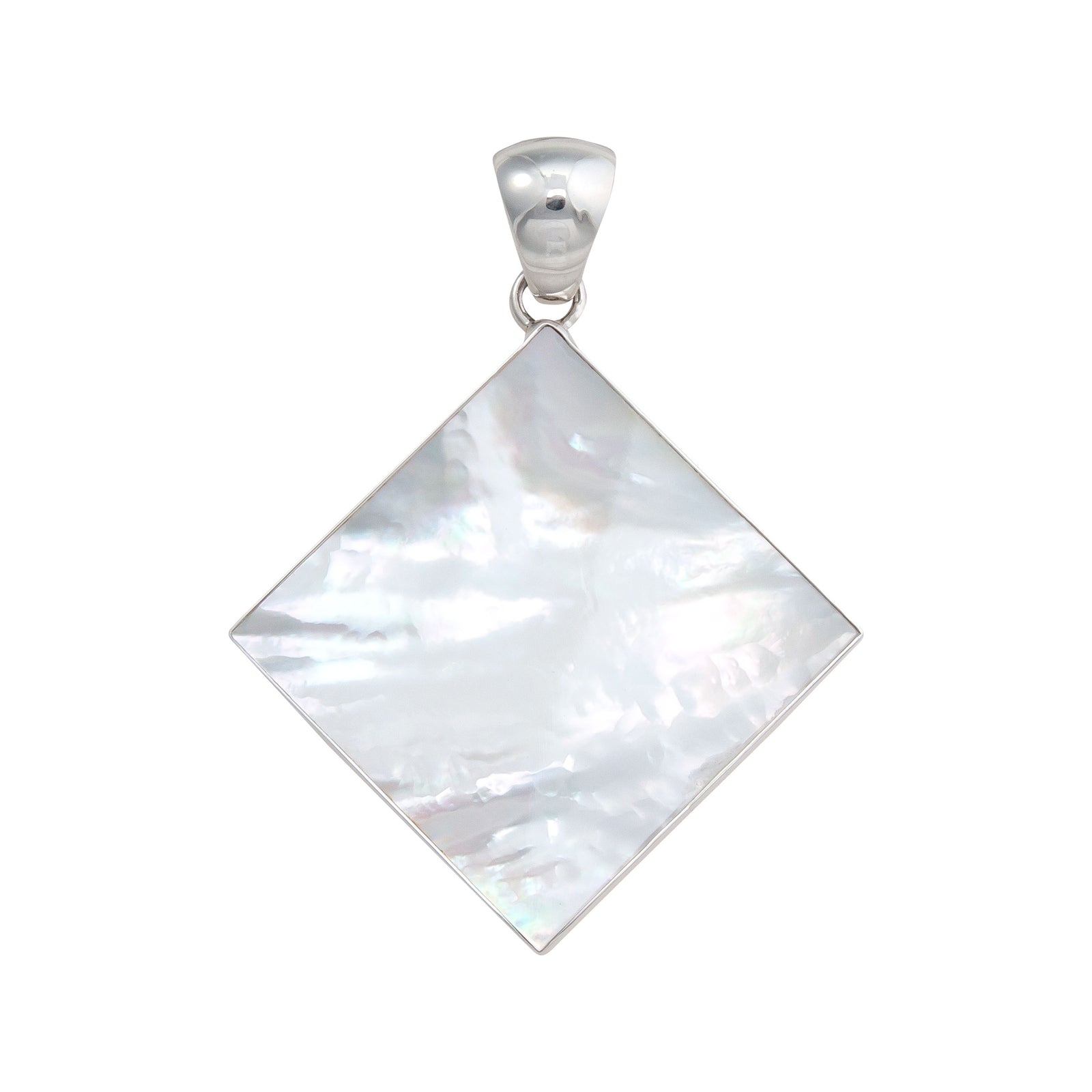 Sterling Silver Mother of Pearl Diamond Pendant | Charles Albert Jewelry