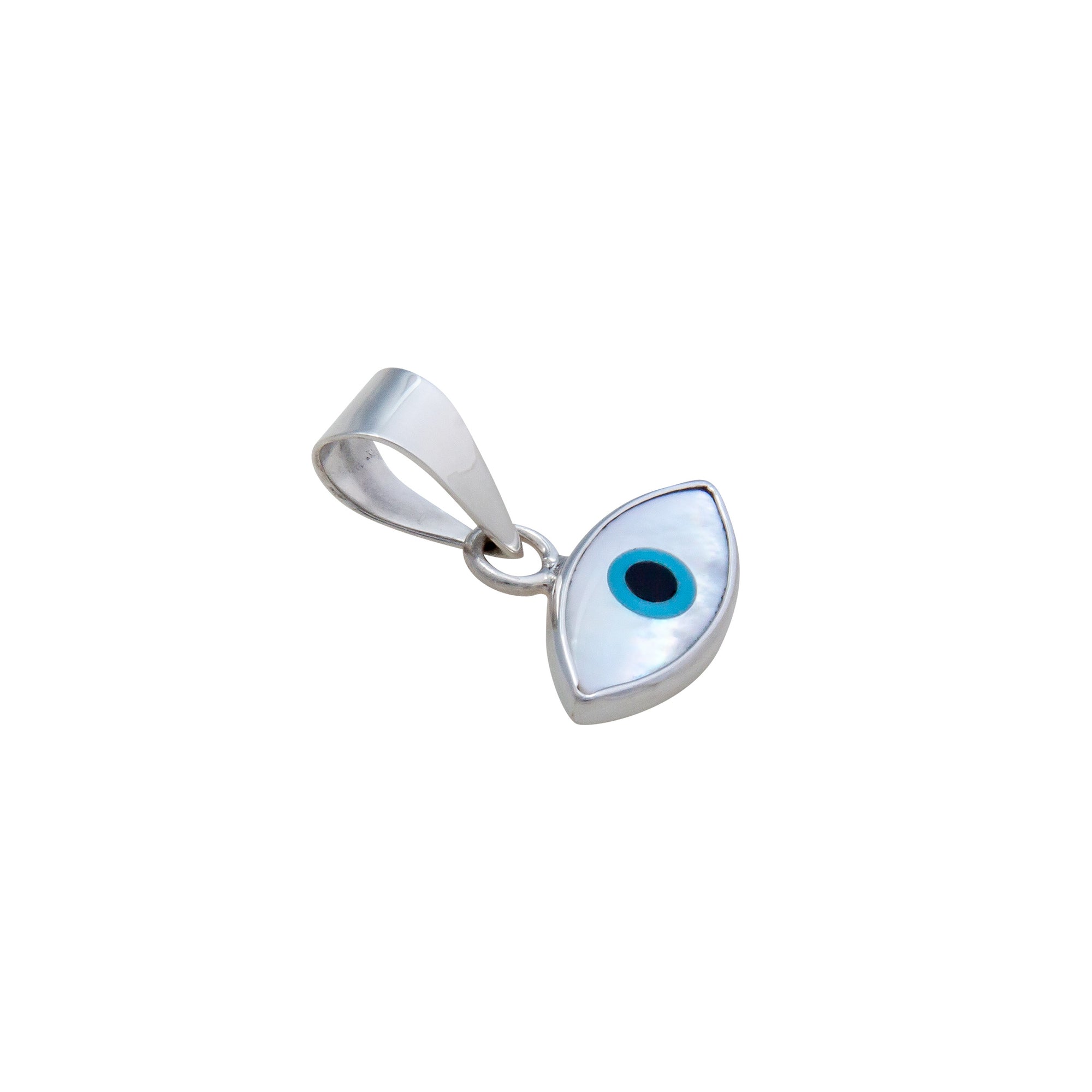 Sterling Silver Mother of Pearl Evil Eye Pendant | Charles Albert Jewelry