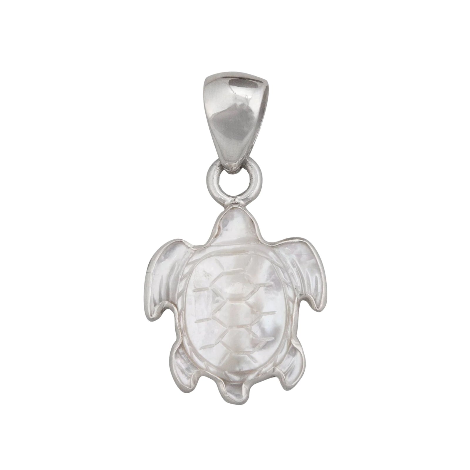 Sterling Silver Mother of Pearl Sea Turtle Small Pendant | Charles Albert Jewelry