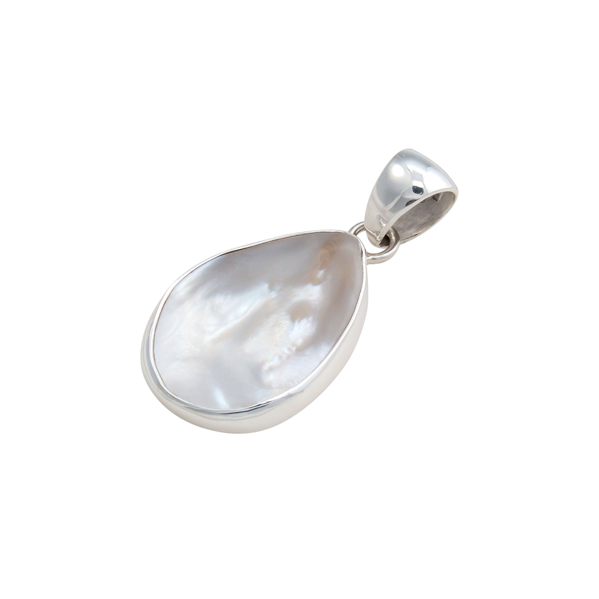 Sterling Silver Mother of Pearl Teardrop Pendant | Charles Albert Jewelry