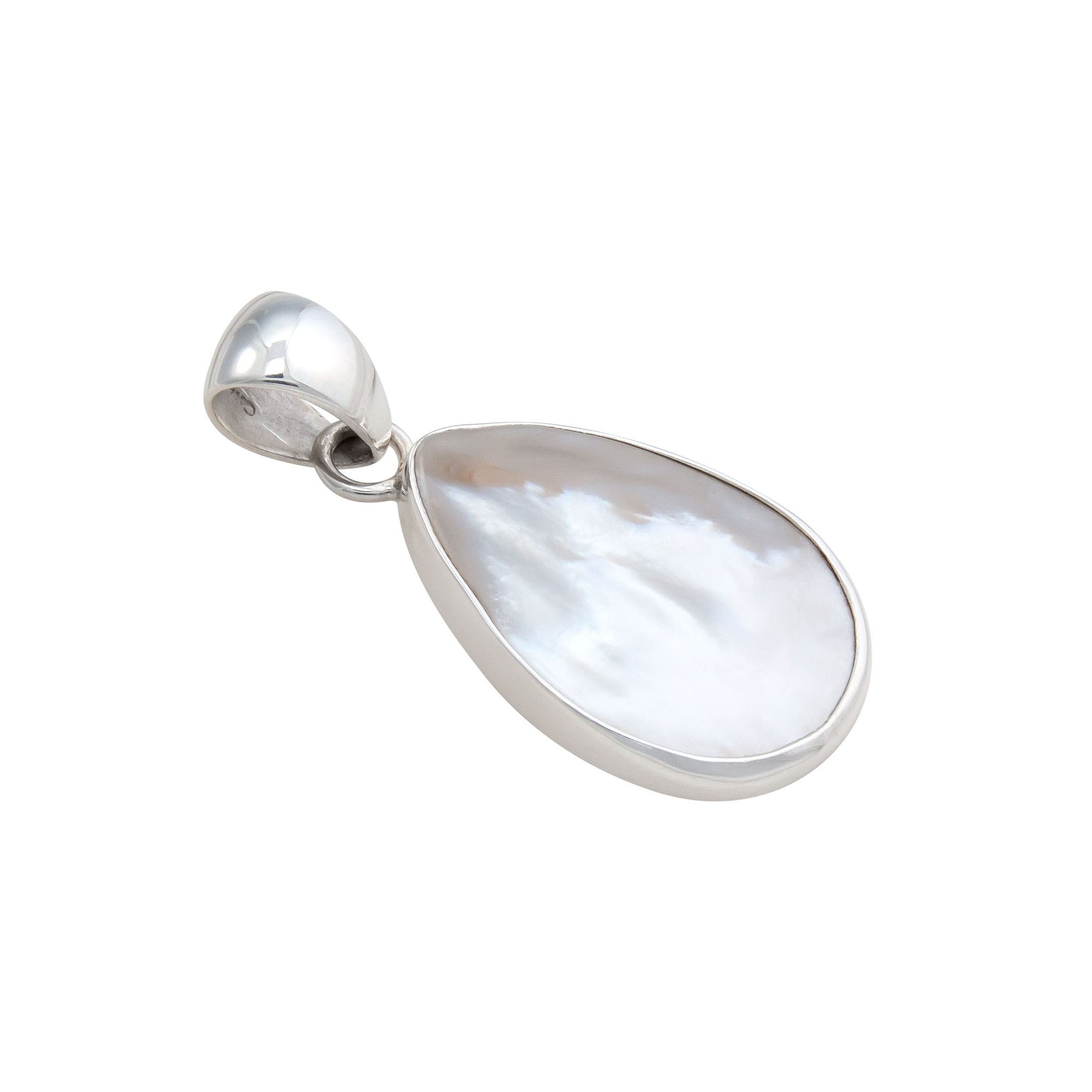 Sterling Silver Mother of Pearl Teardrop Pendant | Charles Albert Jewelry