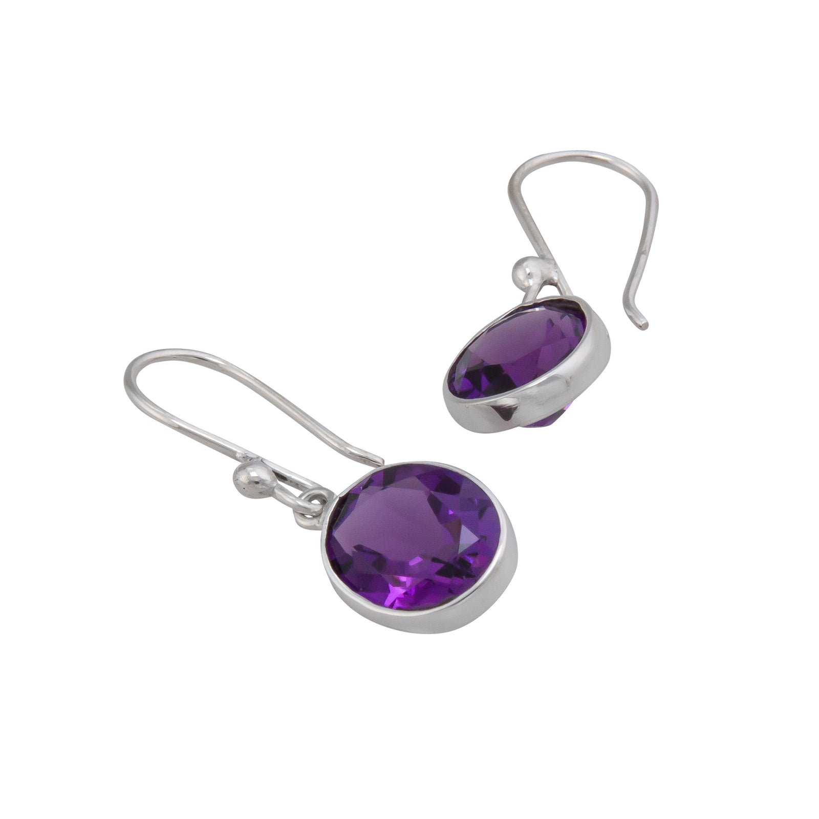 Sterling Silver Oval Amethyst Drop Earrings | Charles Albert Jewelry