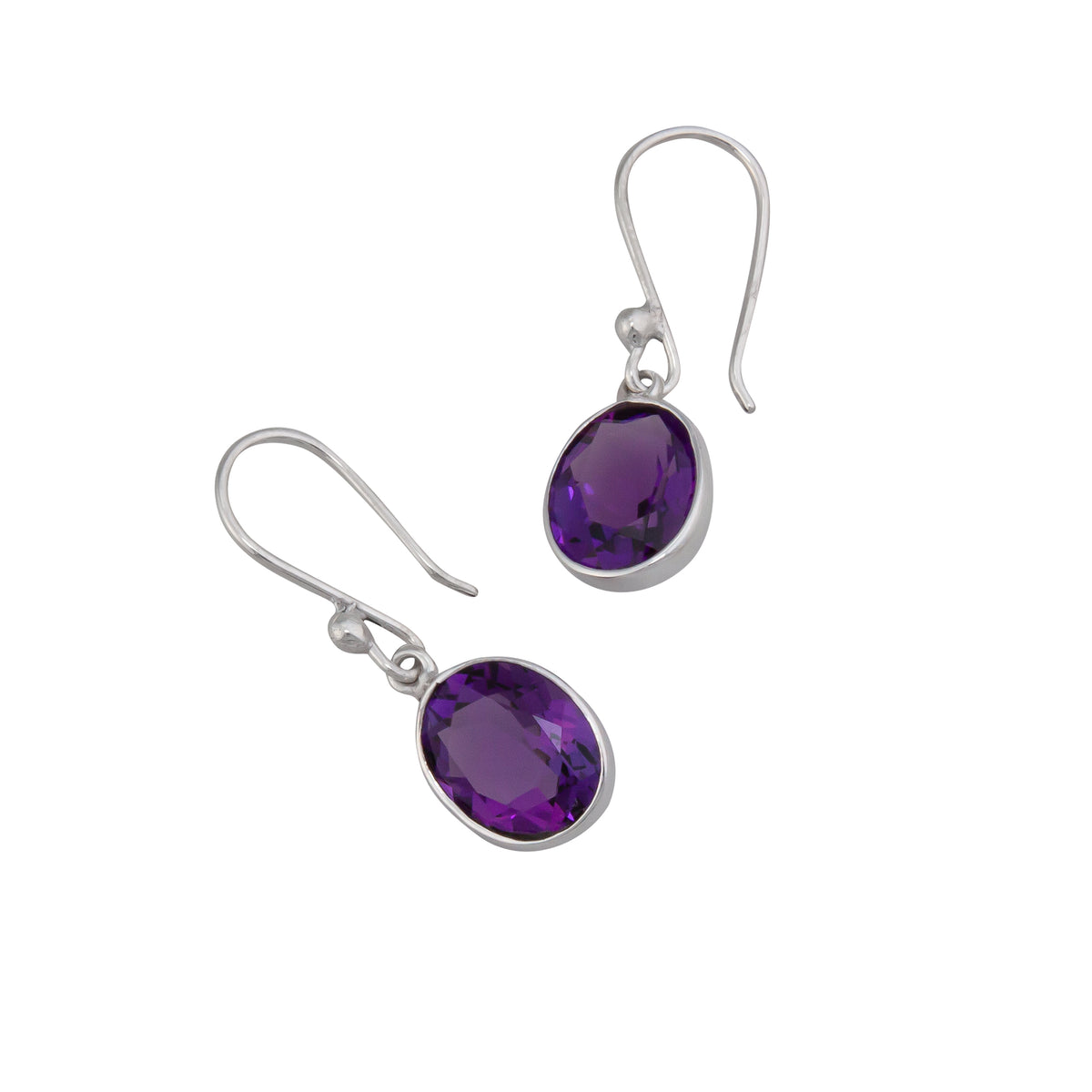 Sterling Silver Oval Amethyst Drop Earrings | Charles Albert Jewelry