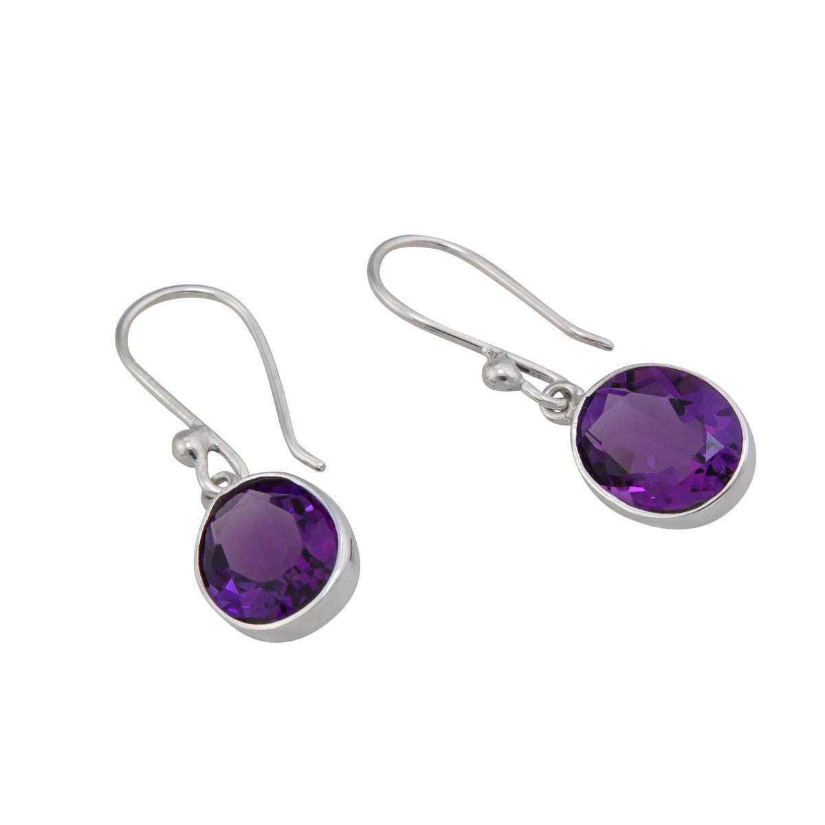 Sterling Silver Oval Amethyst Drop Earrings | Charles Albert Jewelry