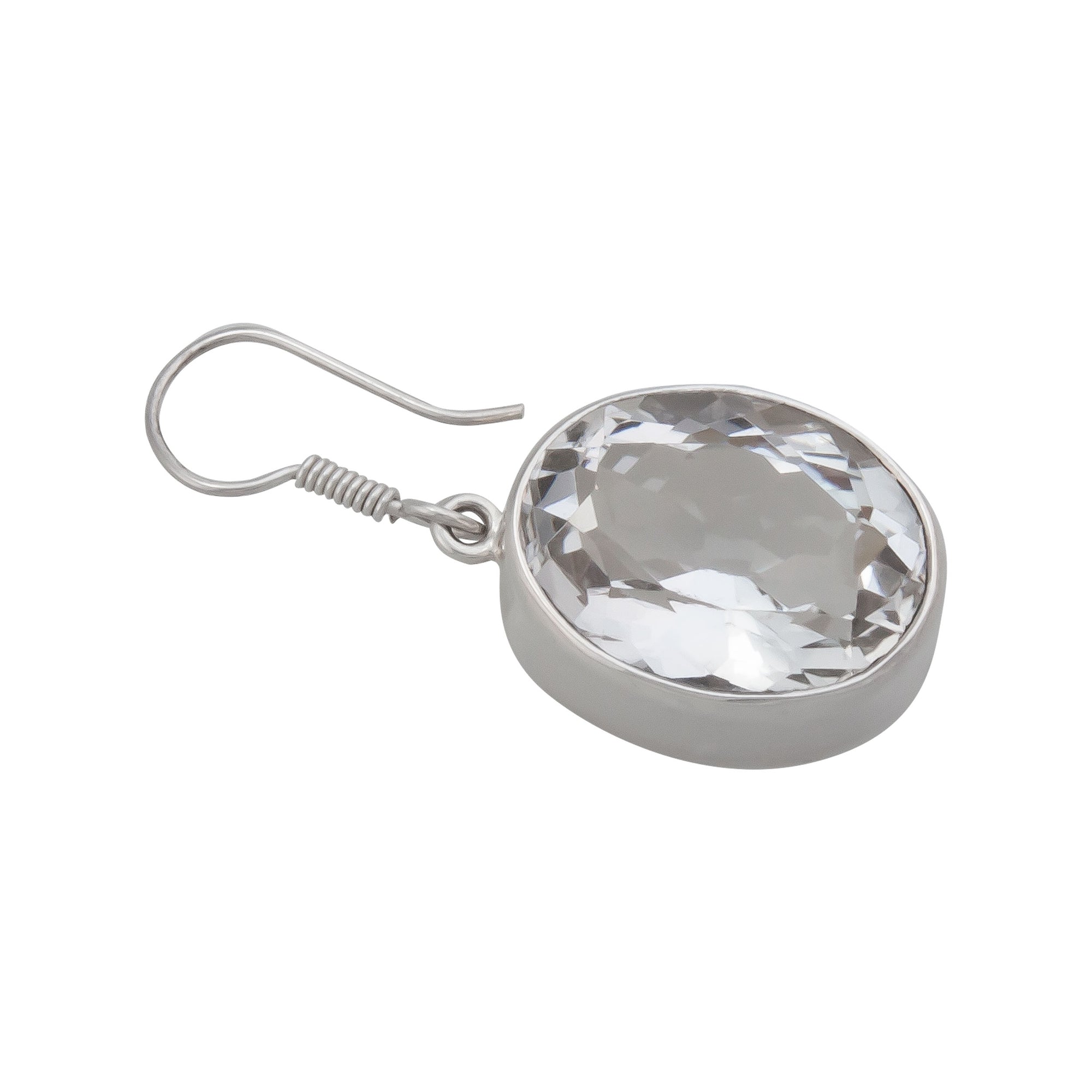 Sterling Silver Oval Clear Quartz Drop Earrings | Charles Albert Jewelry