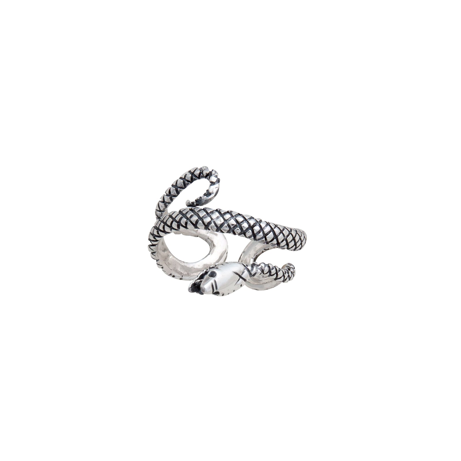 Sterling Silver Oxidized Snake Adjustable Cuff Ring | Charles Albert Jewelry
