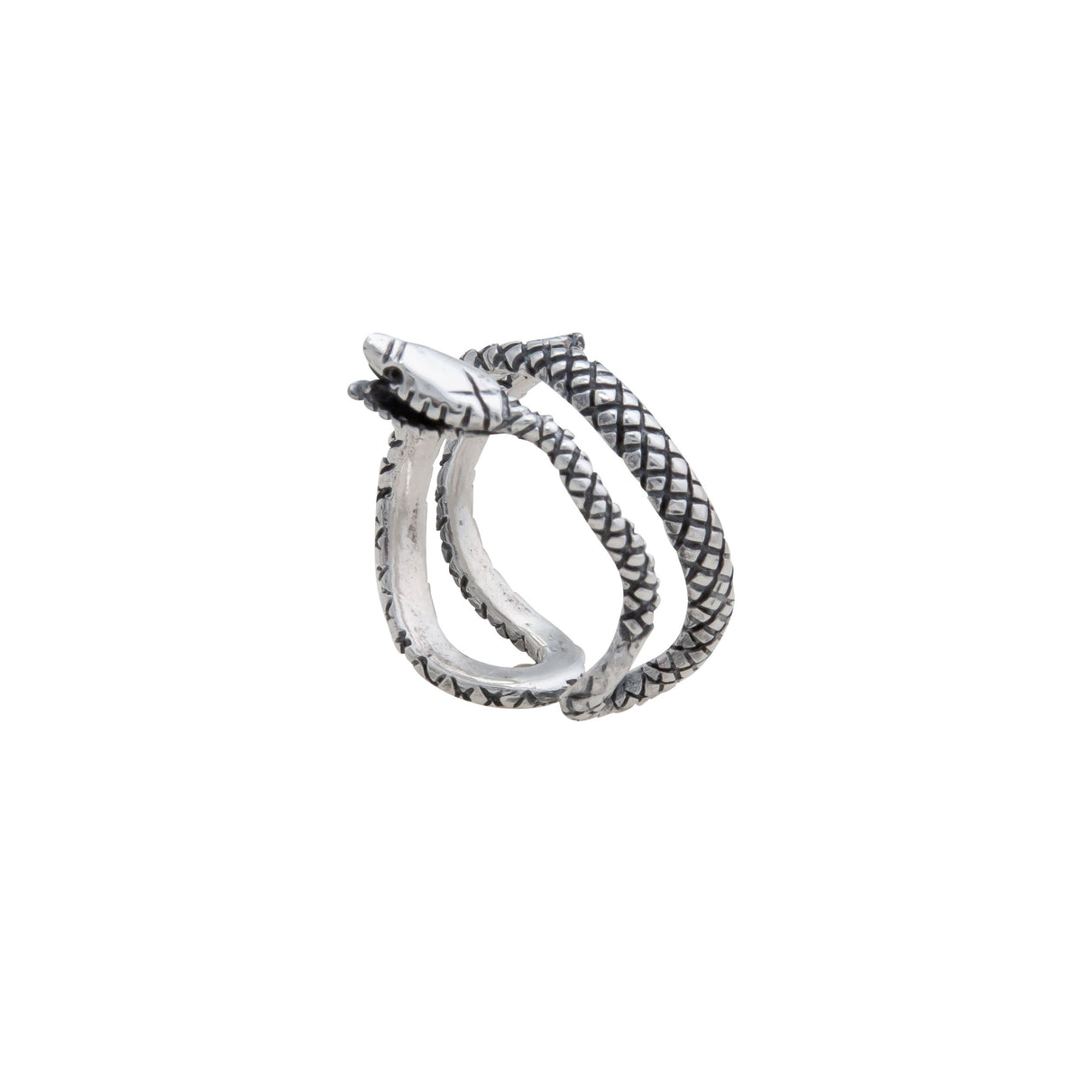 Sterling Silver Oxidized Snake Adjustable Cuff Ring | Charles Albert Jewelry