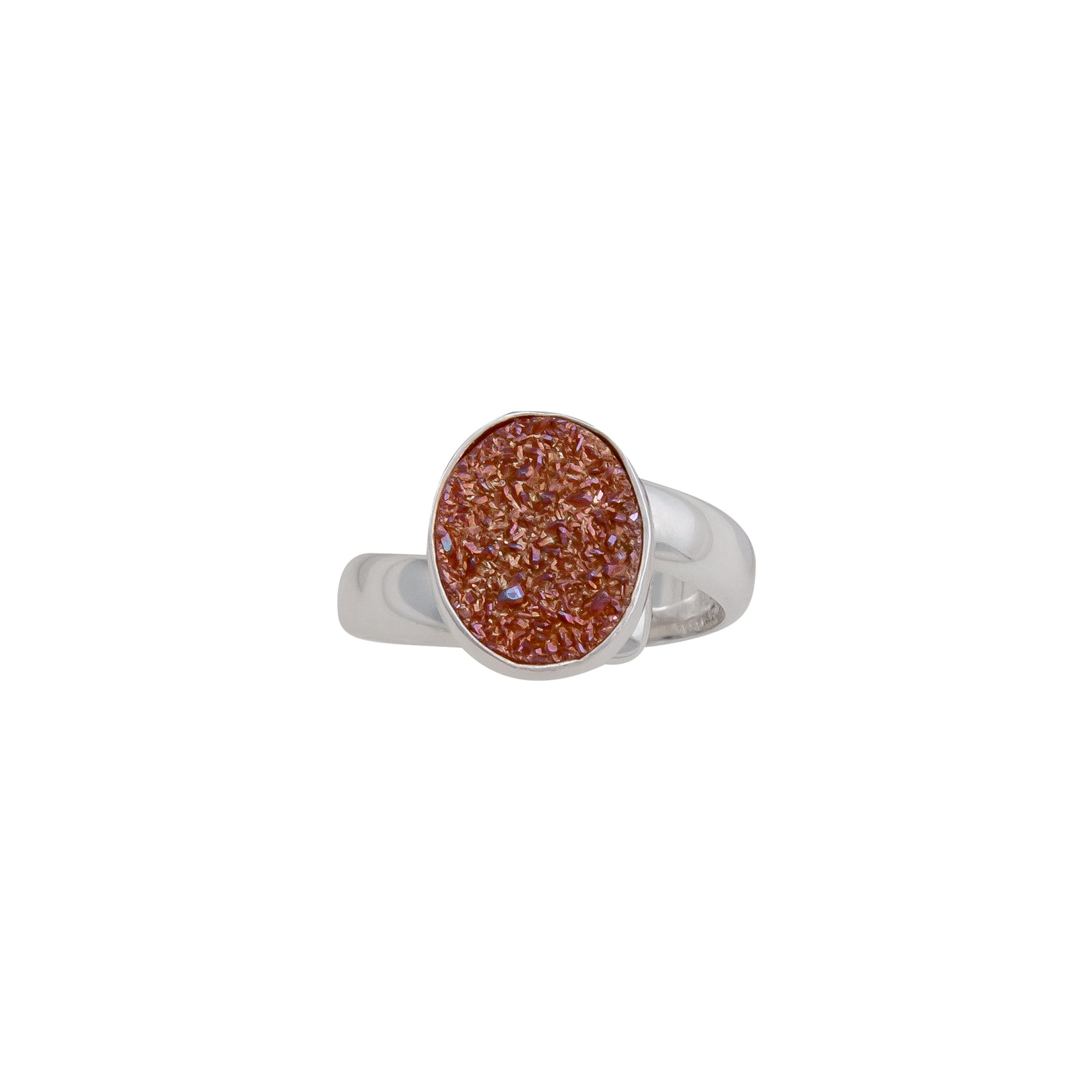 Sterling Silver Peach Druse Adjustable Ring | Charles Albert Jewelry