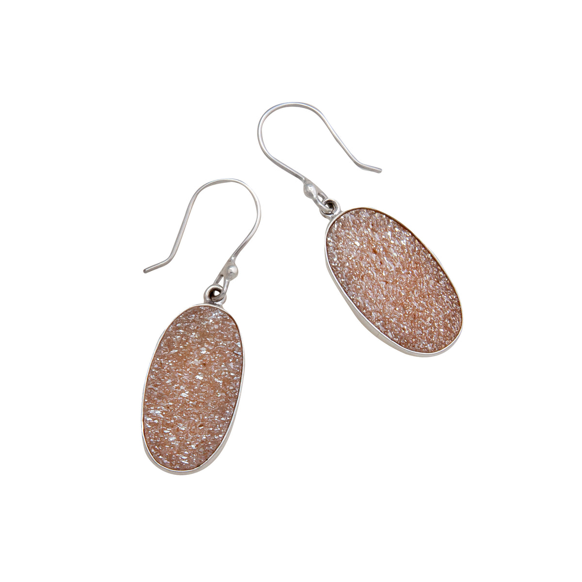 Sterling Silver Peach Druzy Drop Earrings | Charles Albert Jewelry