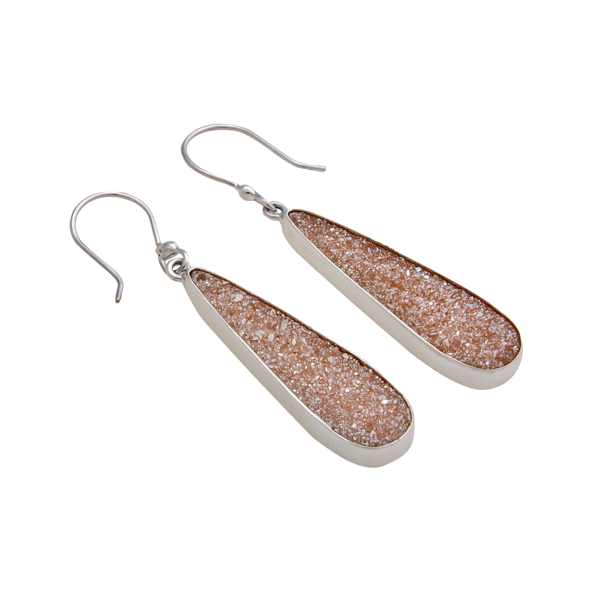 Sterling Silver Peach Druzy Teardrop Earrings | Charles Albert Jewelry