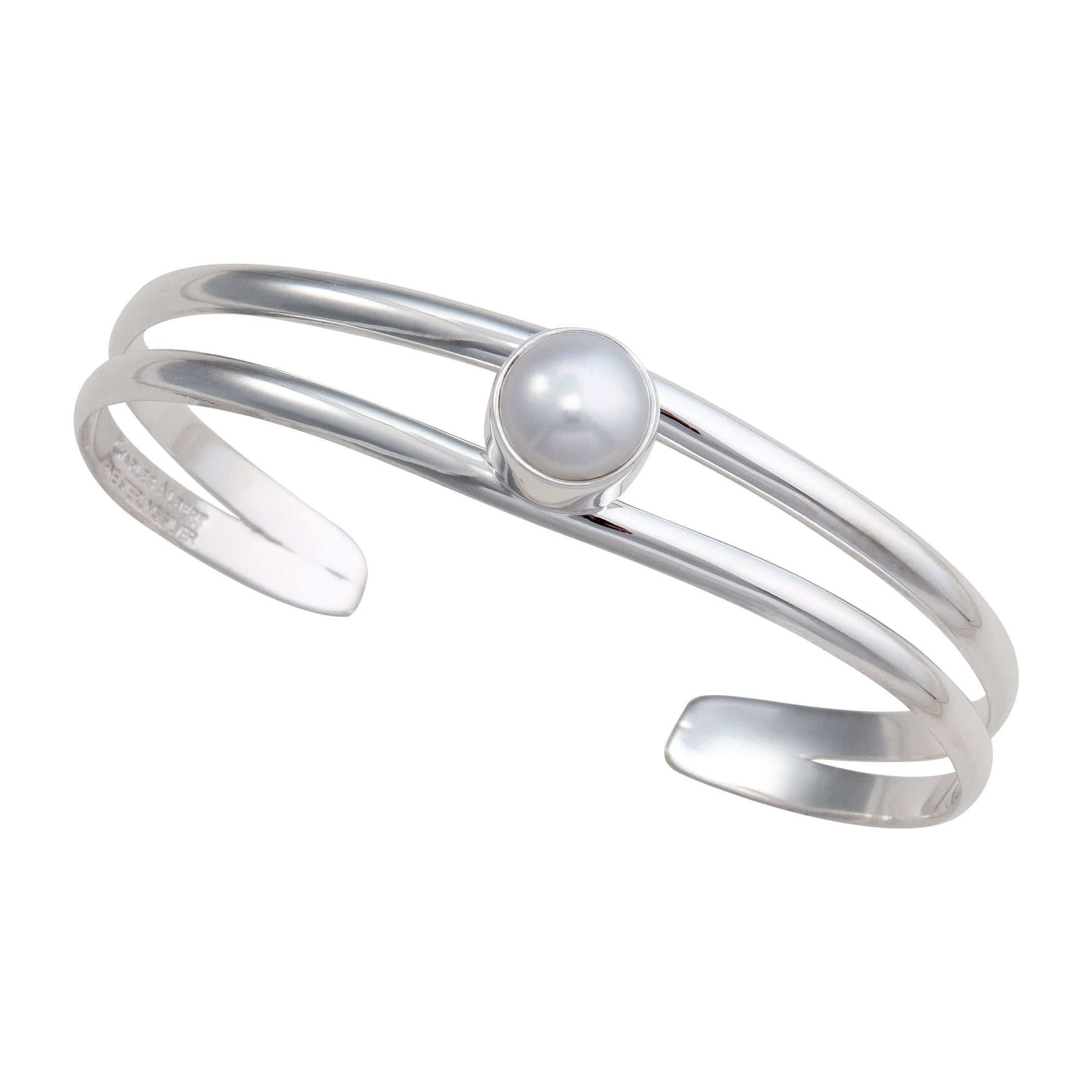 Sterling Silver Pearl Double Band Cuff | Charles Albert Jewelry