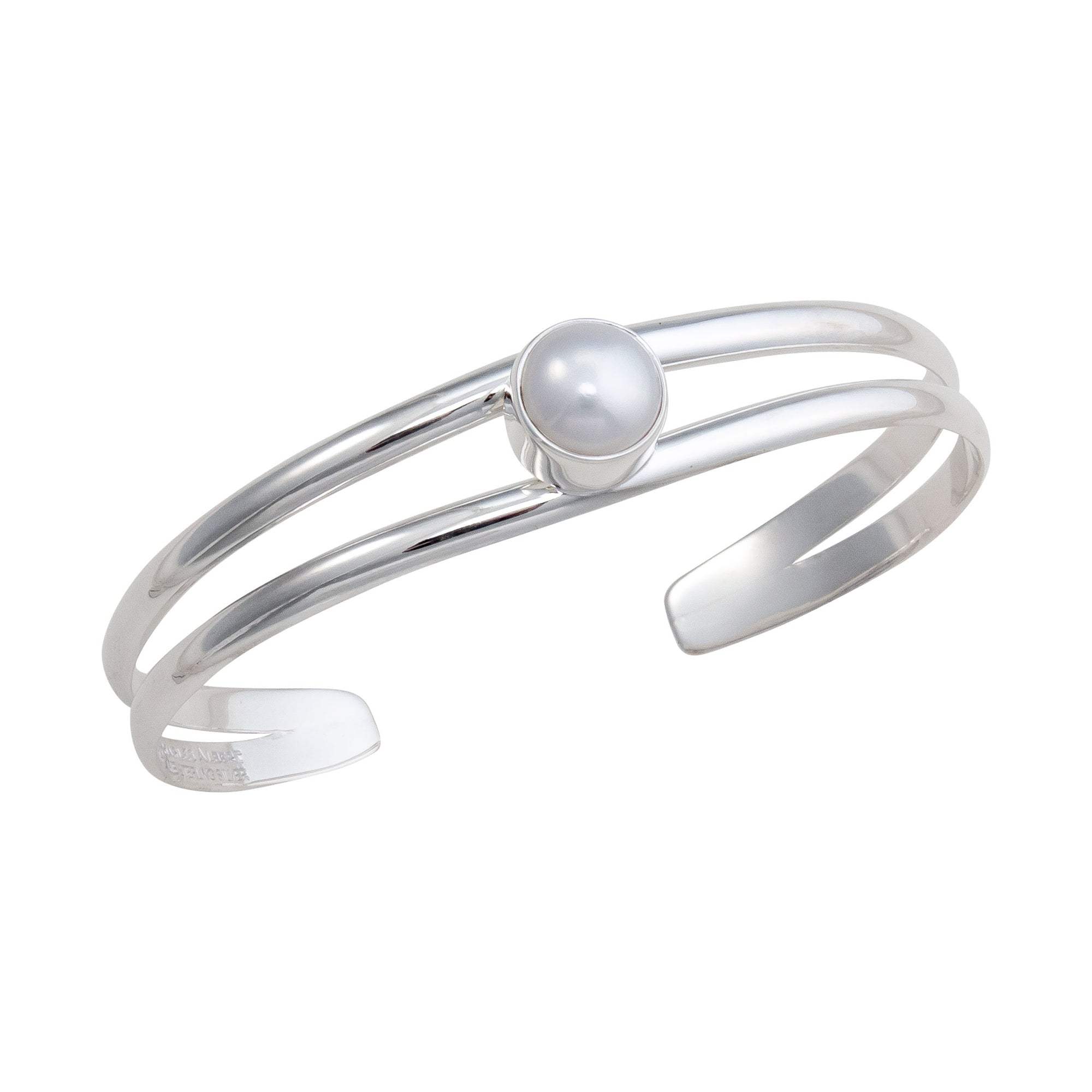 Sterling Silver Pearl Double Band Cuff | Charles Albert Jewelry