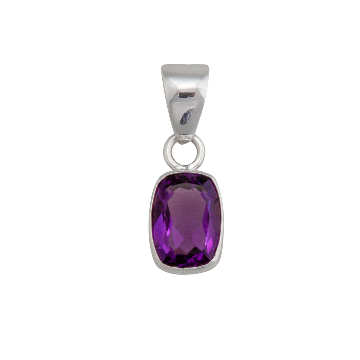 Sterling Silver Petite Amethyst Rectangle Pendant | Charles Albert Jewelry