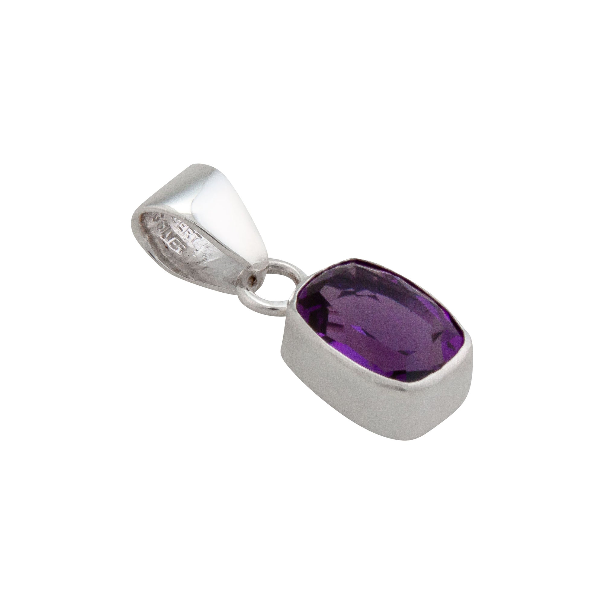 Sterling Silver Petite Amethyst Rectangle Pendant | Charles Albert Jewelry