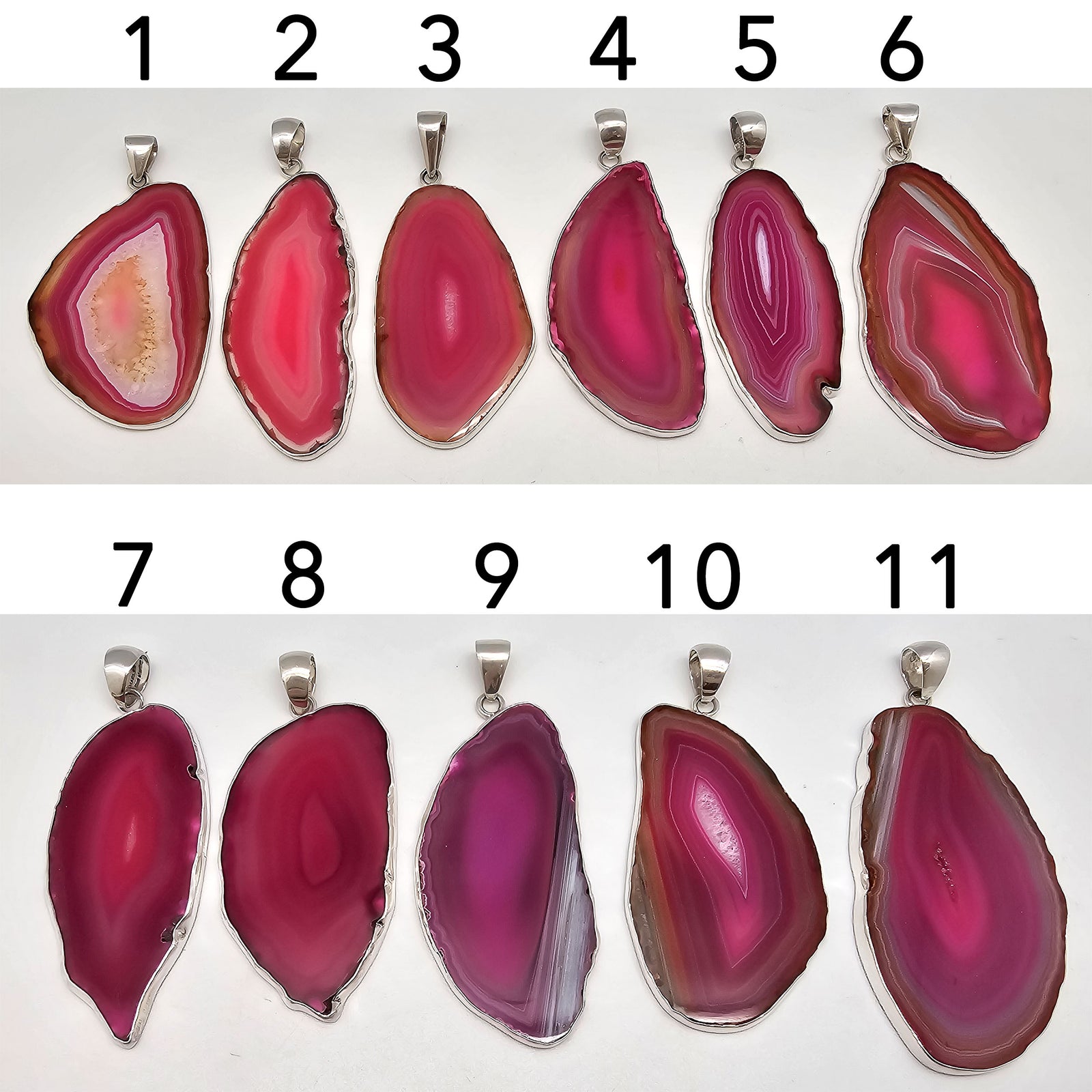 Sterling Silver Pink Agate Slice Pendant | Charles Albert Jewelry