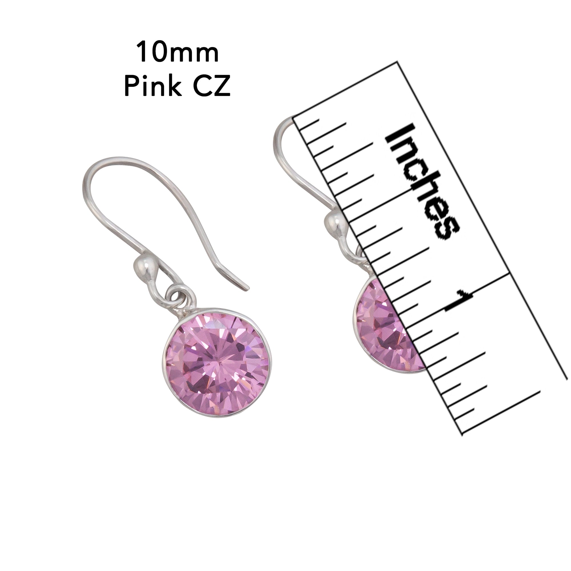 Sterling Silver Pink CZ Round Drop Earrings | Charles Albert Jewelry