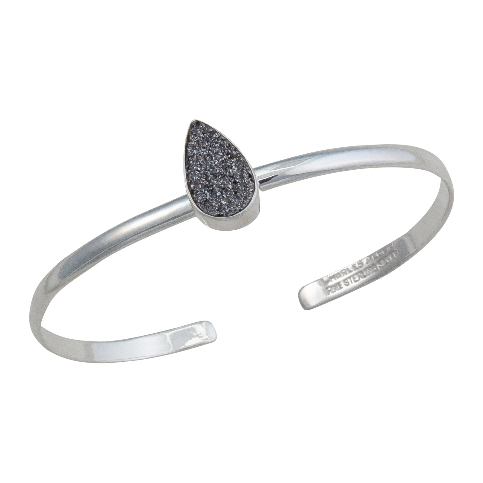 Sterling Silver Platinum Druzy Mini Cuff | Charles Albert Jewelry