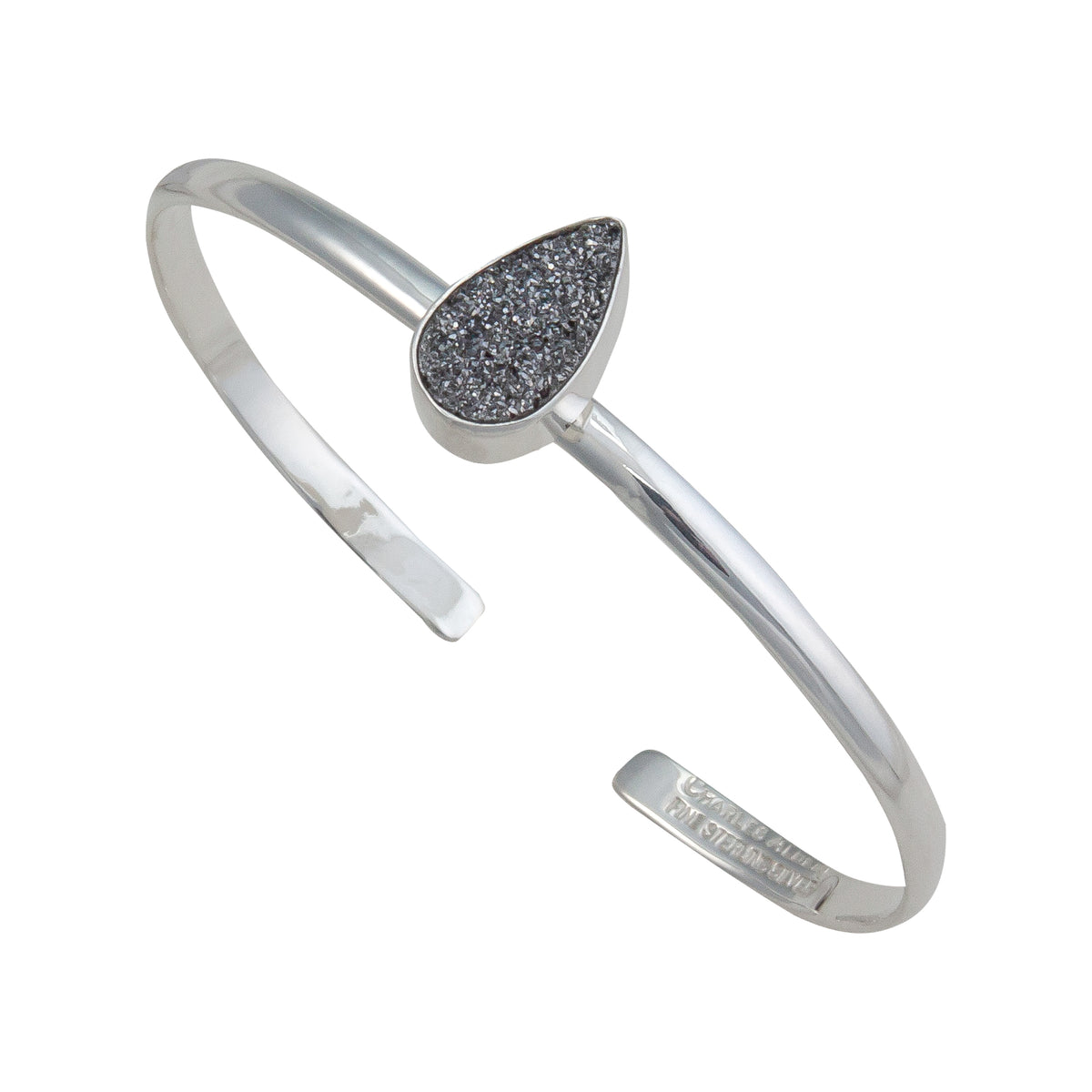 Sterling Silver Platinum Druzy Mini Cuff | Charles Albert Jewelry