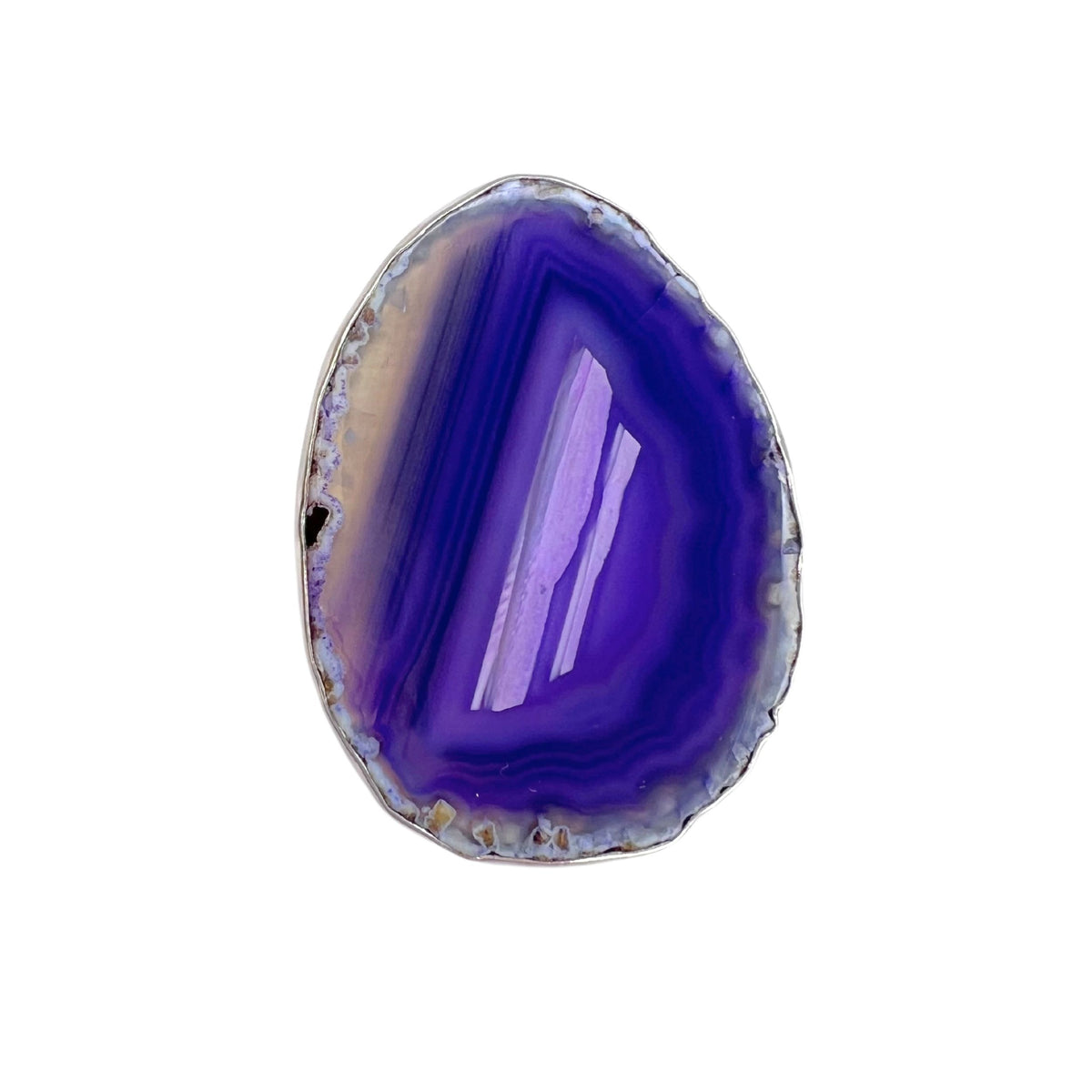 Sterling Silver Purple Agate Slice Adjustable Ring - Style #1 | Charles Albert Jewelry