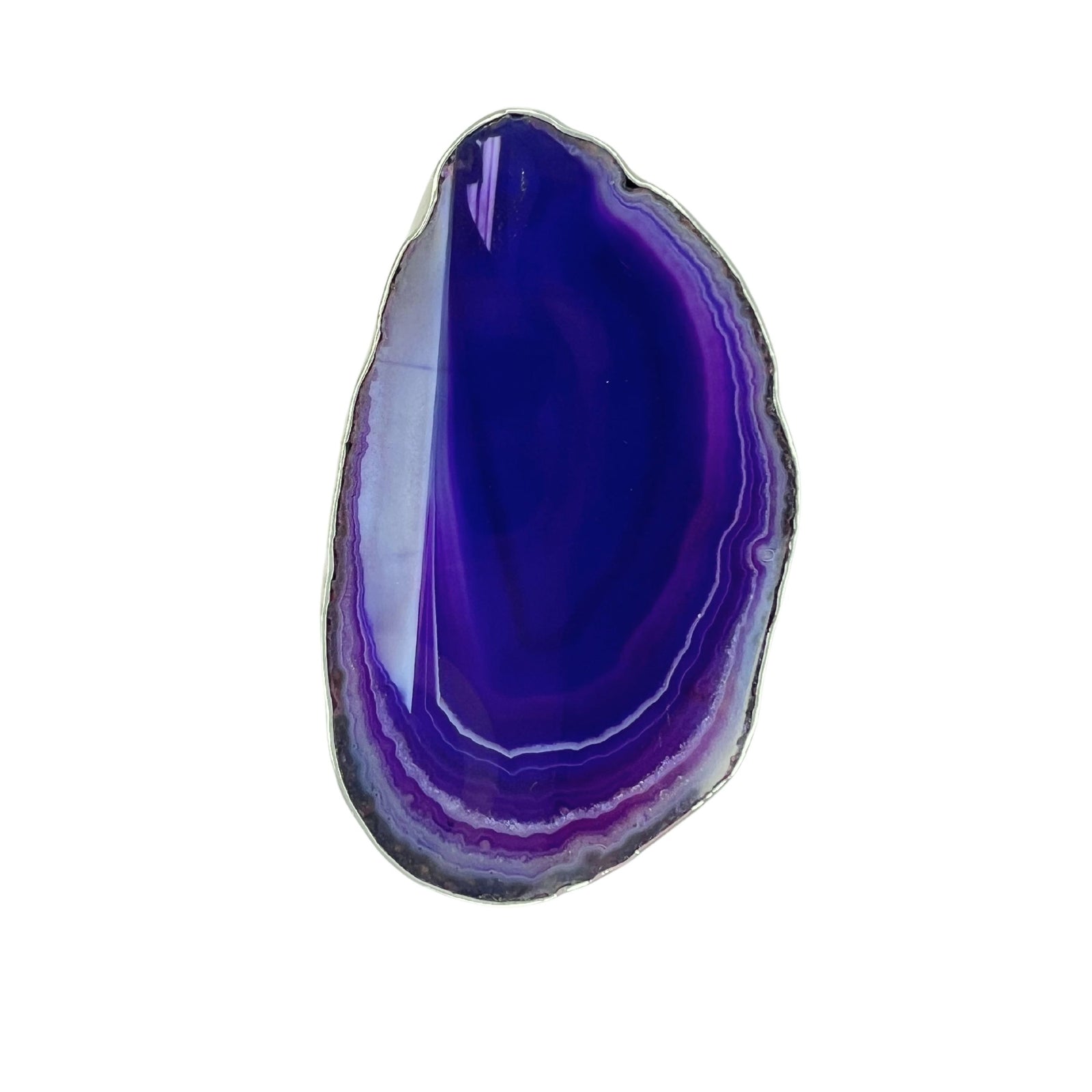Sterling Silver Purple Agate Slice Adjustable Ring - Style #5 | Charles Albert Jewelry