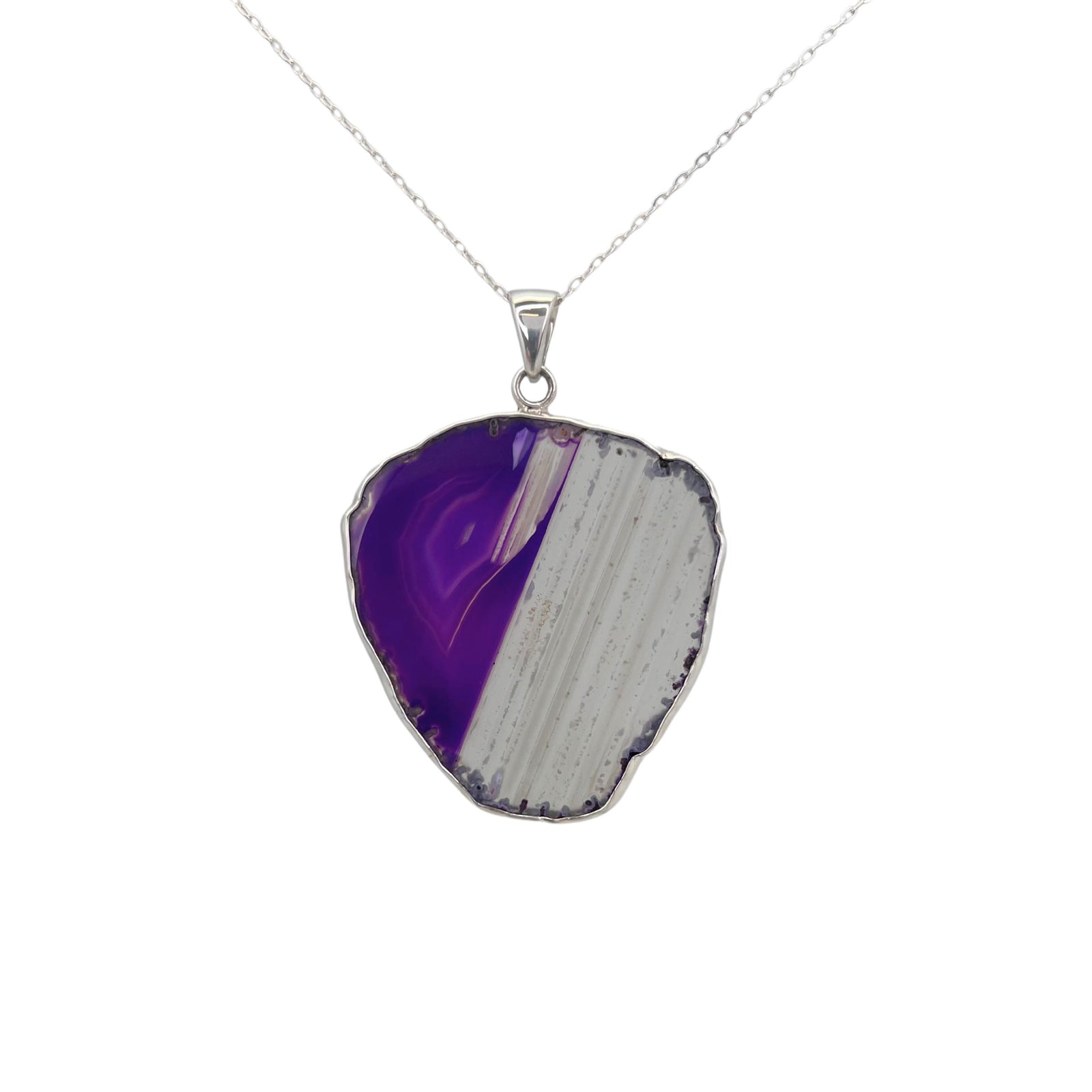 Sterling Silver Purple Agate Slice Pendant - Style #3 | Charles Albert Jewelry