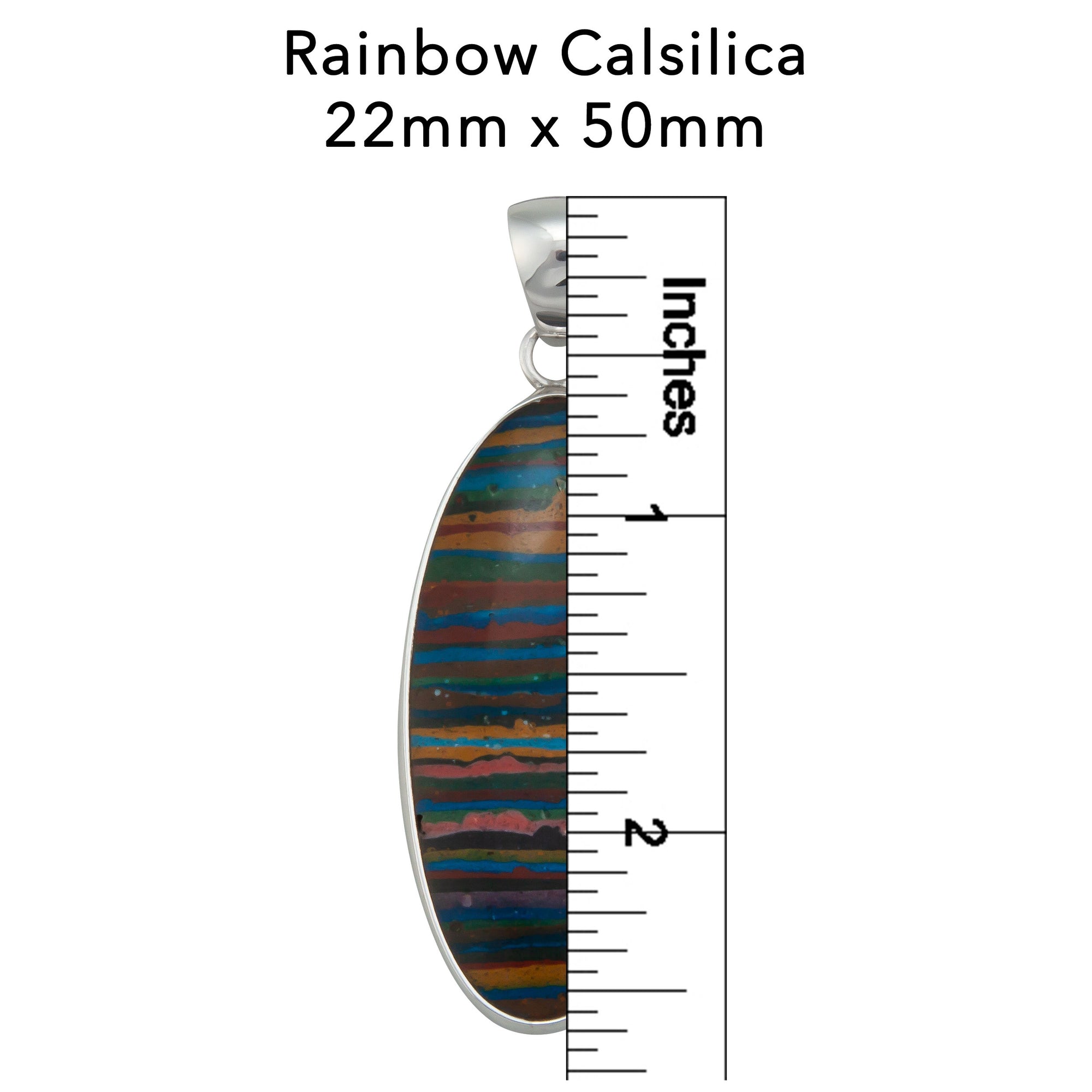 Sterling Silver Rainbow Calsilica Elongated Pendant | Charles Albert Jewelry