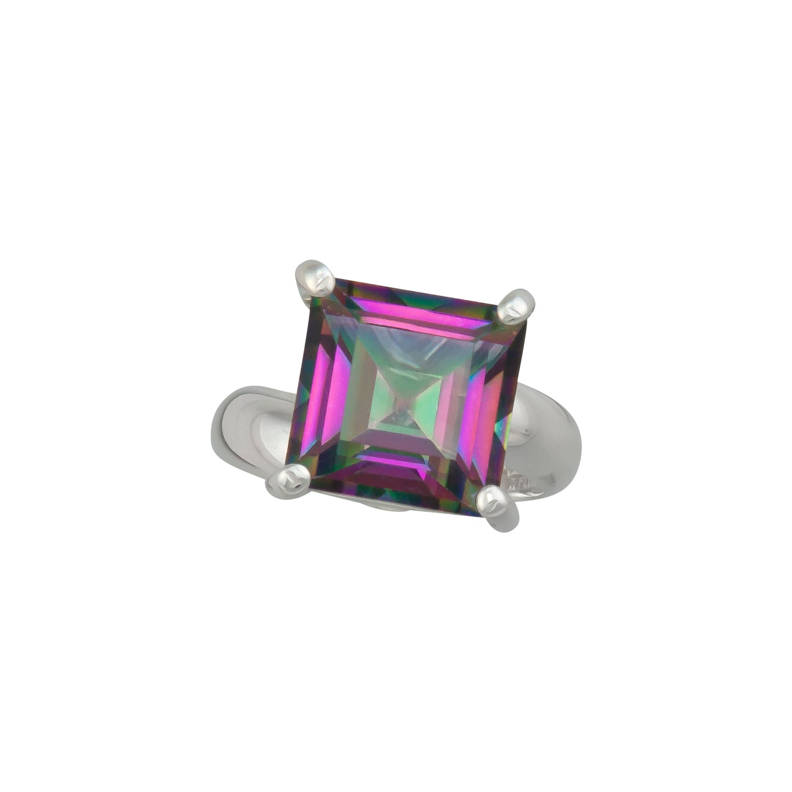 Sterling Silver Rainbow Mystic Quartz Prong Set Ring | Charles Albert Jewelry