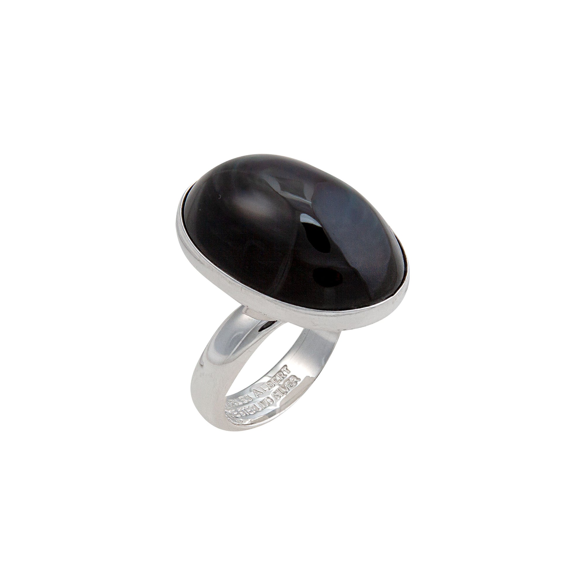 Sterling Silver Rainbow Obsidian Adjustable Ring | Charles Albert Jewelry