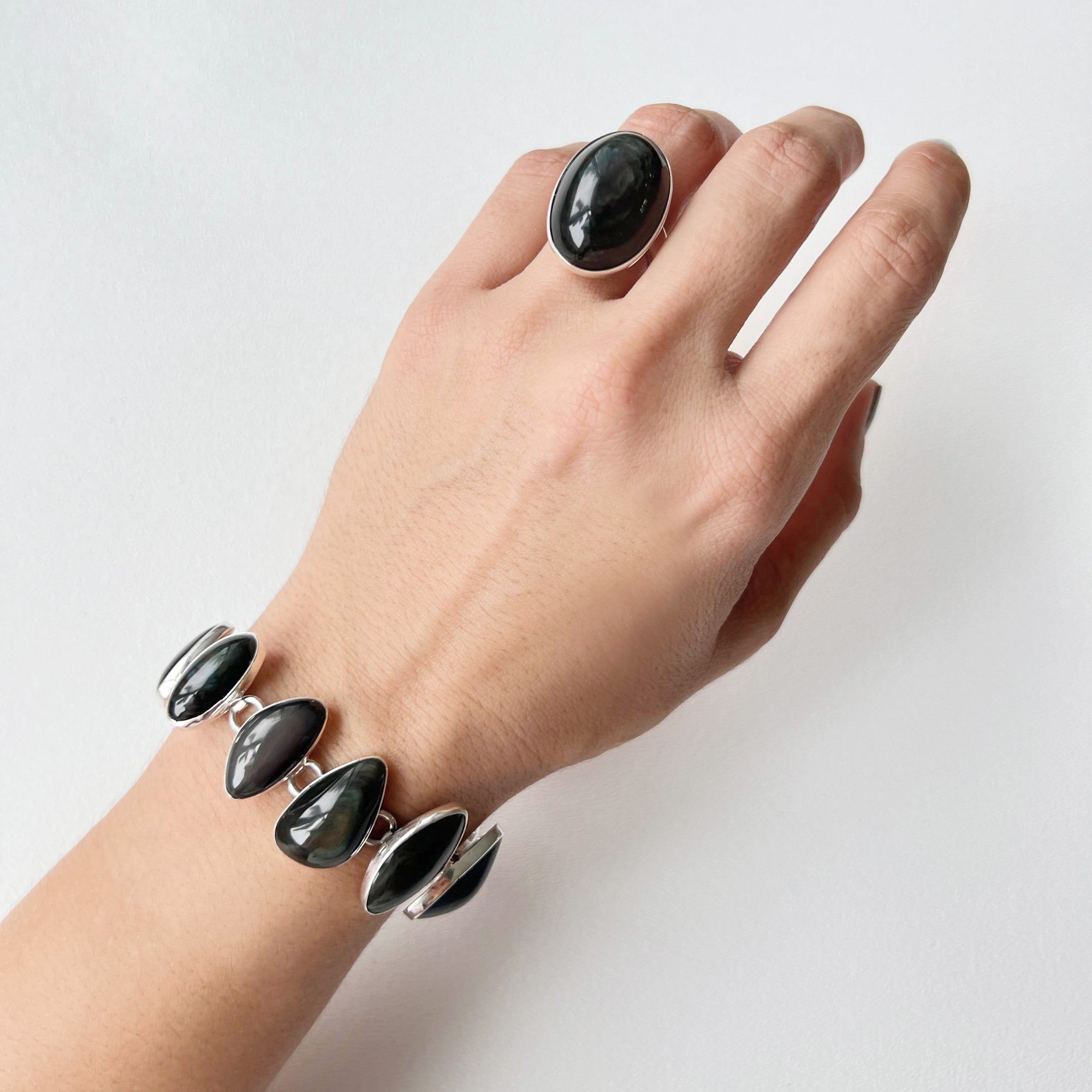 Sterling Silver Rainbow Obsidian Bracelet | Charles Albert Jewelry