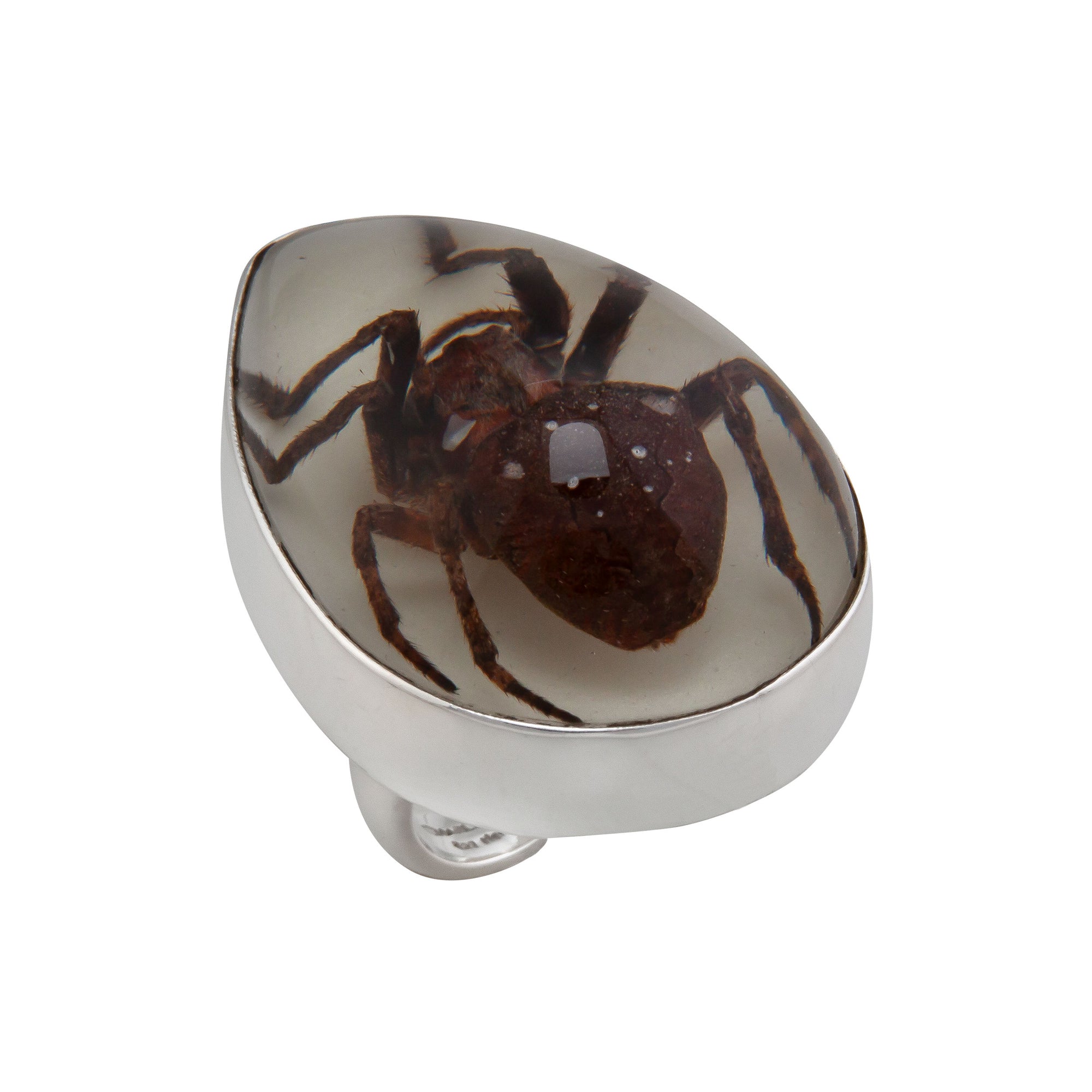 Sterling Silver Recluse Brown Spider Glow in the Dark Adjustable Ring | Charles Albert Jewelry