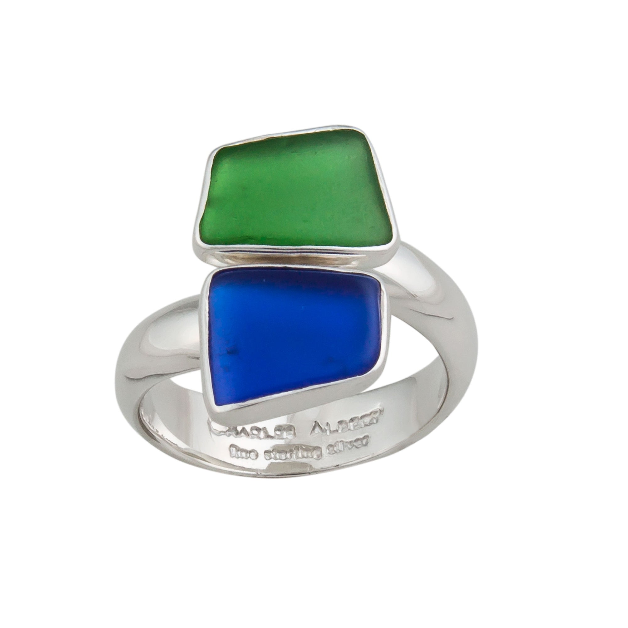 Sterling Silver Recycled Glass Bypass Adjustable Ring | Charles Albert Jewelry