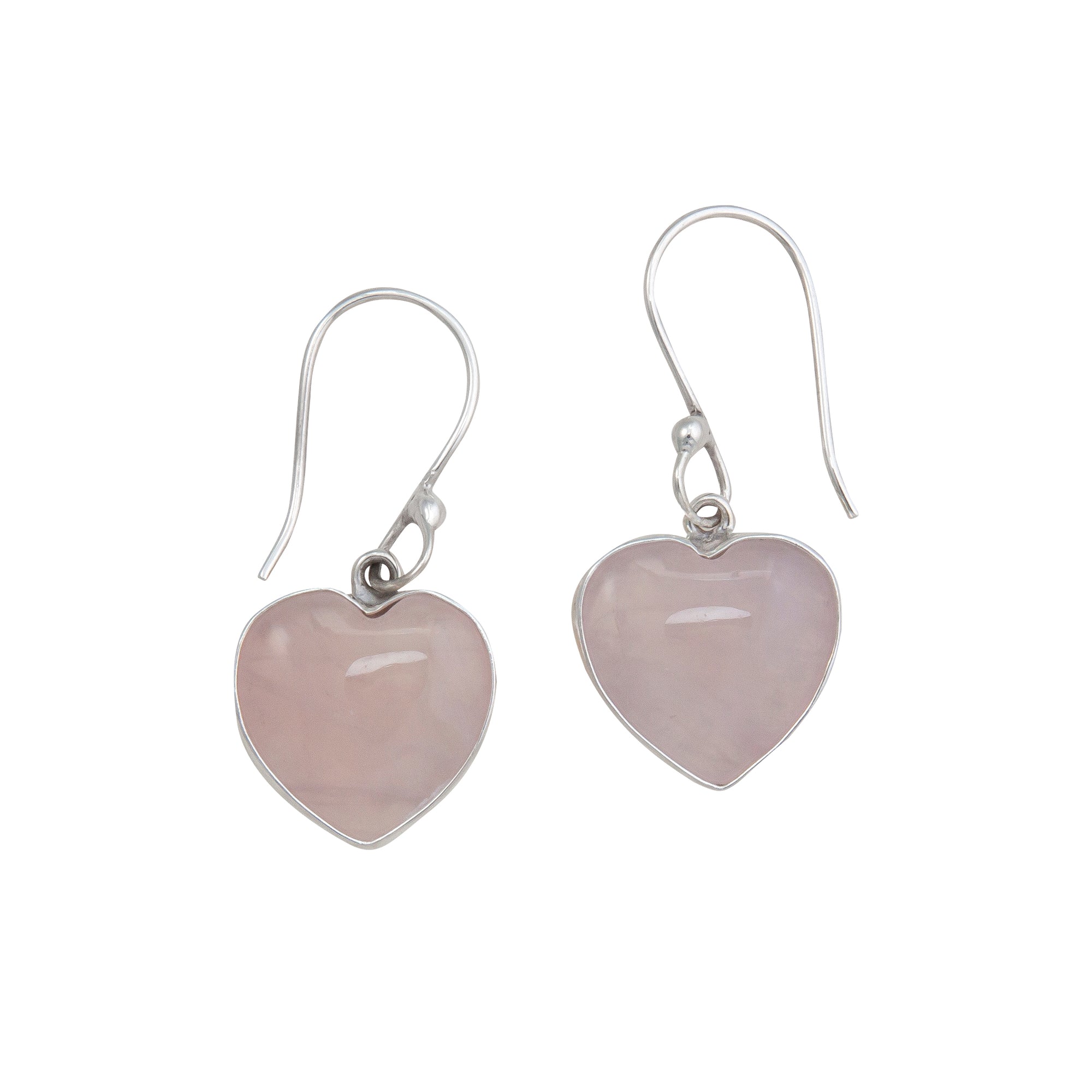 Sterling Silver Rose Quartz Heart Petite Drop Earrings | Charles Albert Jewelry