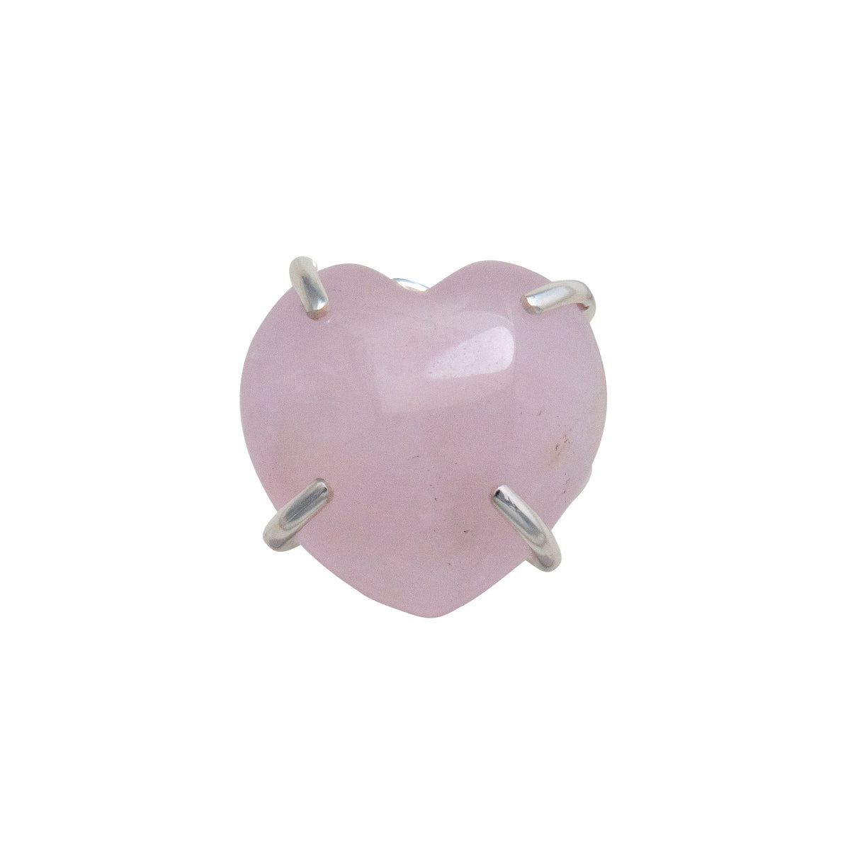 Sterling Silver Rose Quartz Heart Prong Set Adjustable Ring | Charles Albert Jewelry