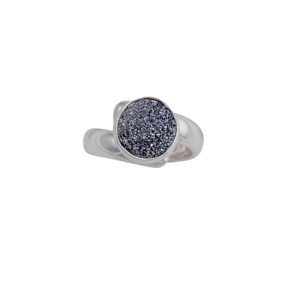 Sterling Silver Round Platinum Druzy Ring | Charles Albert Jewelry