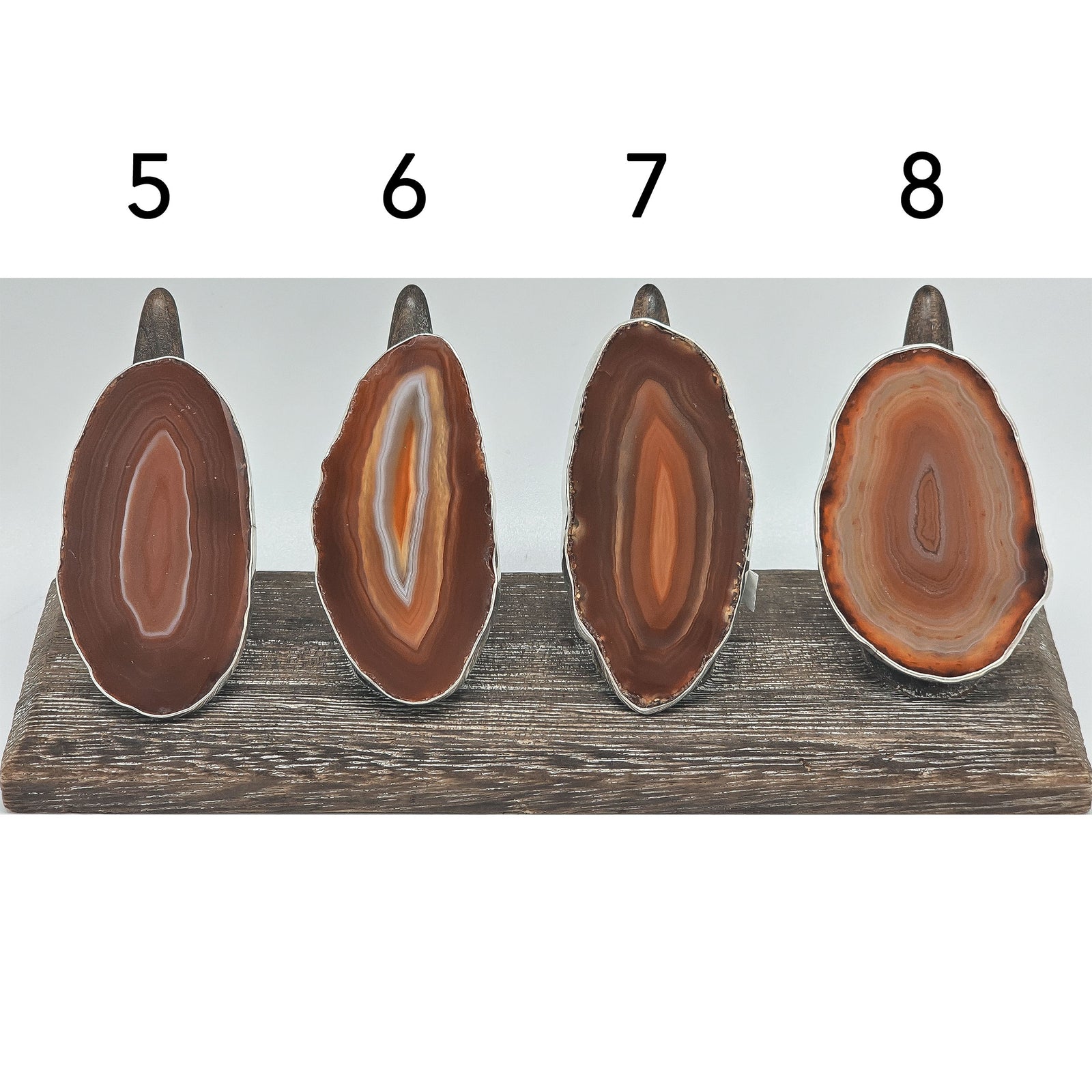 Sterling Silver Rust Agate Slice Adjustable Ring - Styles 5 to 8 | Charles Albert Jewelry