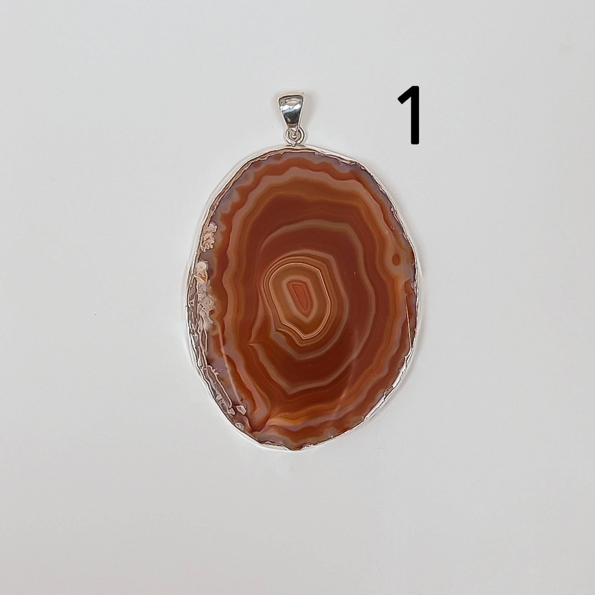 Sterling Silver Rust Agate Slice Pendant - Style #1 | Charles Albert Jewelry