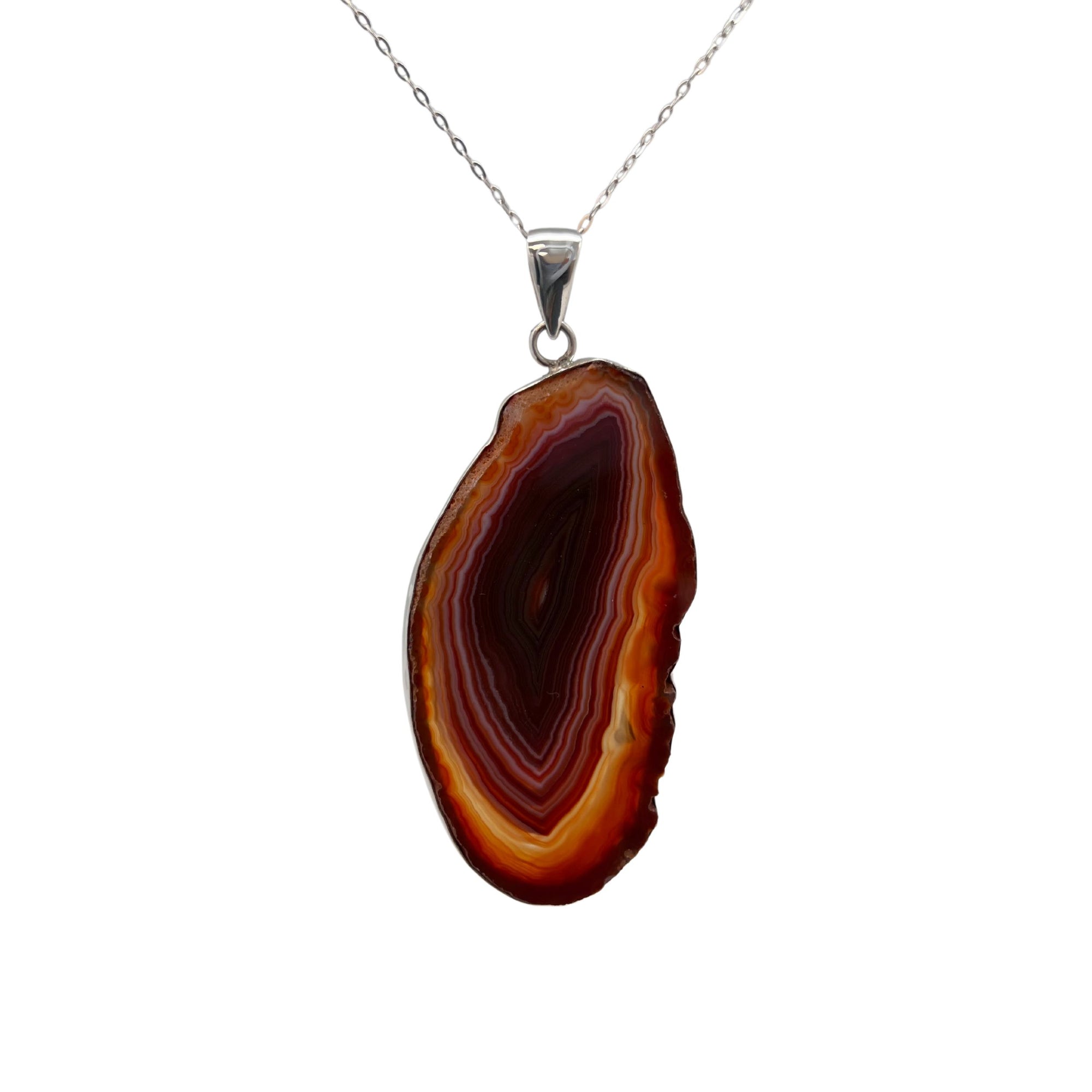 Sterling Silver Rust Agate Slice Pendant - Style #2 | Charles Albert Jewelry