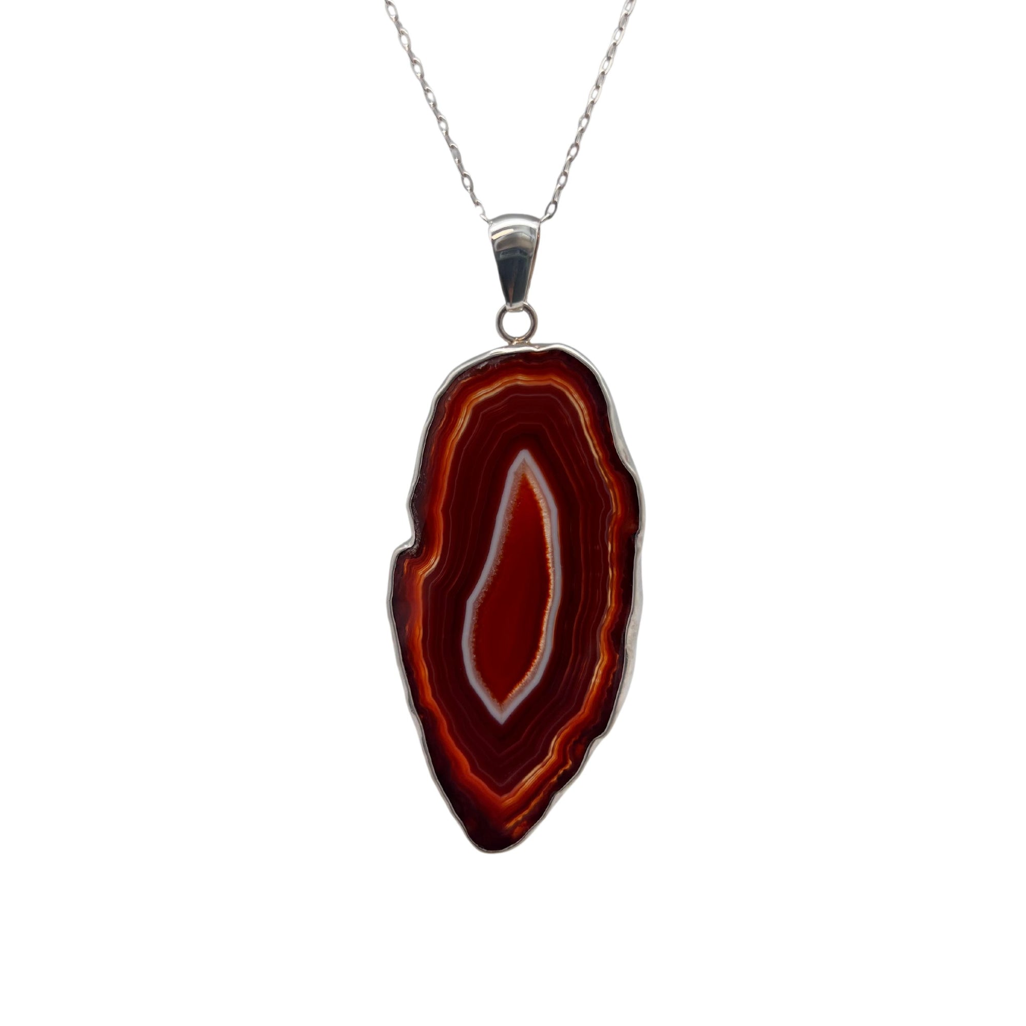 Sterling Silver Rust Agate Slice Pendant - Style #3 | Charles Albert Jewelry