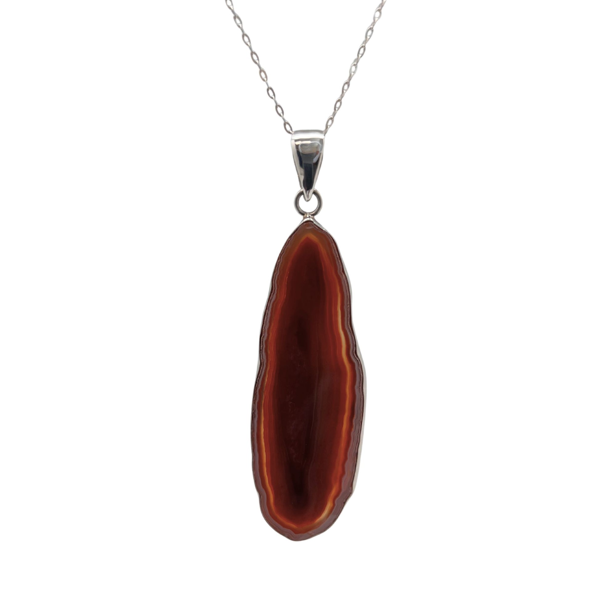 Sterling Silver Rust Agate Slice Pendant - Style #9 | Charles Albert Jewelry