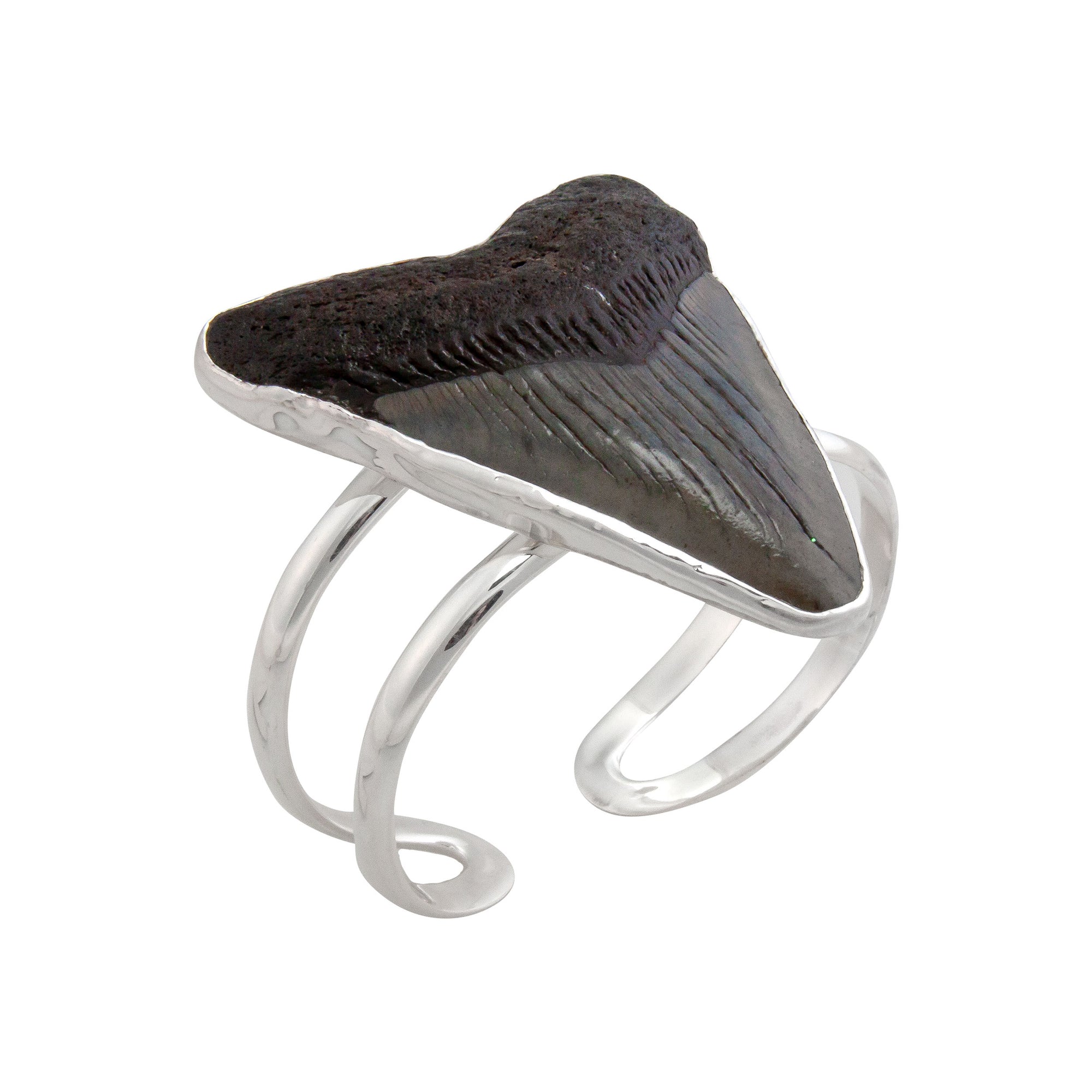 Sterling Silver Shark Tooth Double Band Cuff | Charles Albert Jewelry