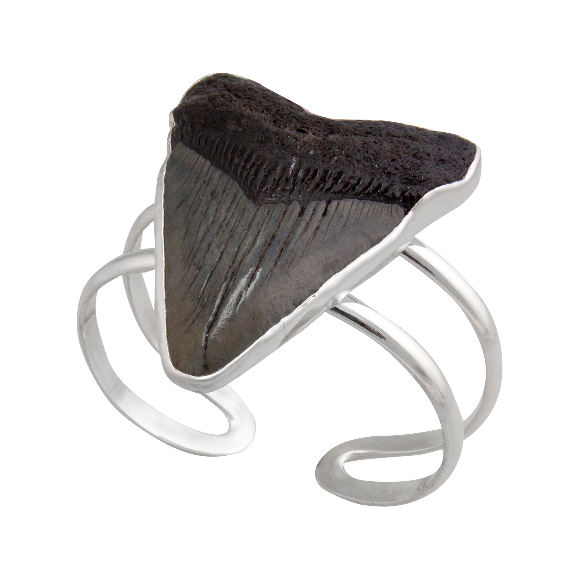 Sterling Silver Shark Tooth Double Band Cuff | Charles Albert Jewelry