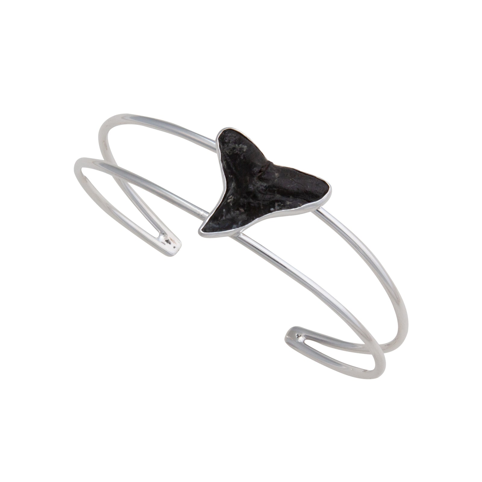 Sterling Silver Shark Tooth Double Band Petite Cuff | Charles Albert Jewelry