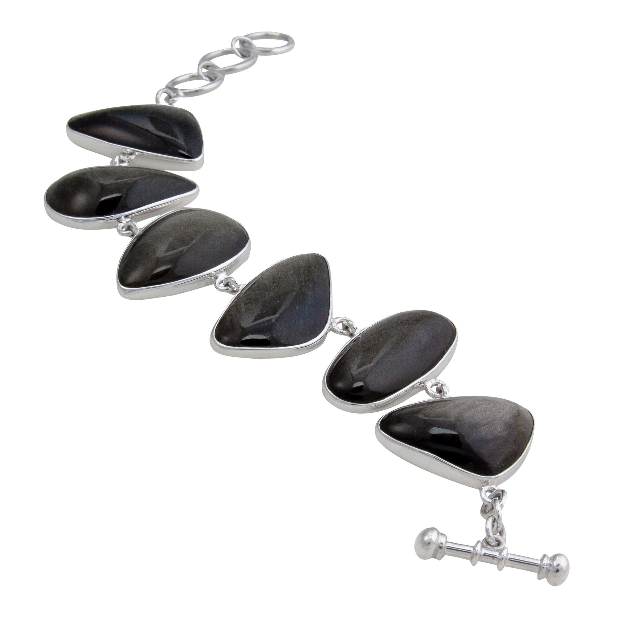 Sterling Silver Sheen Obsidian Freeform Bracelet | Charles Albert Jewelry