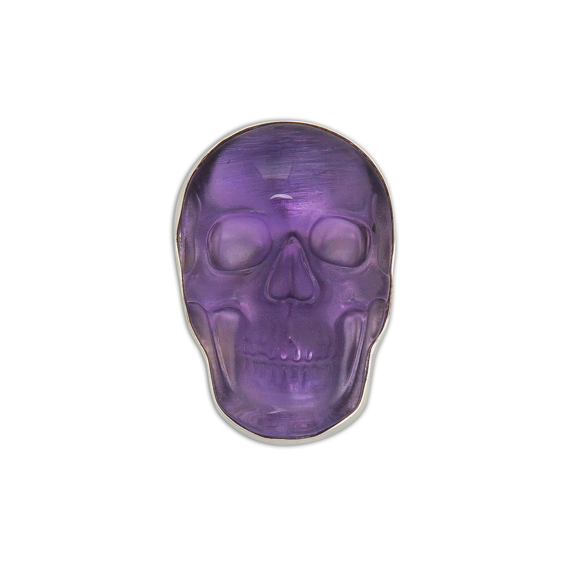 Sterling Silver Small Skull Adjustable Ring - Amethyst | Charles Albert Jewelry