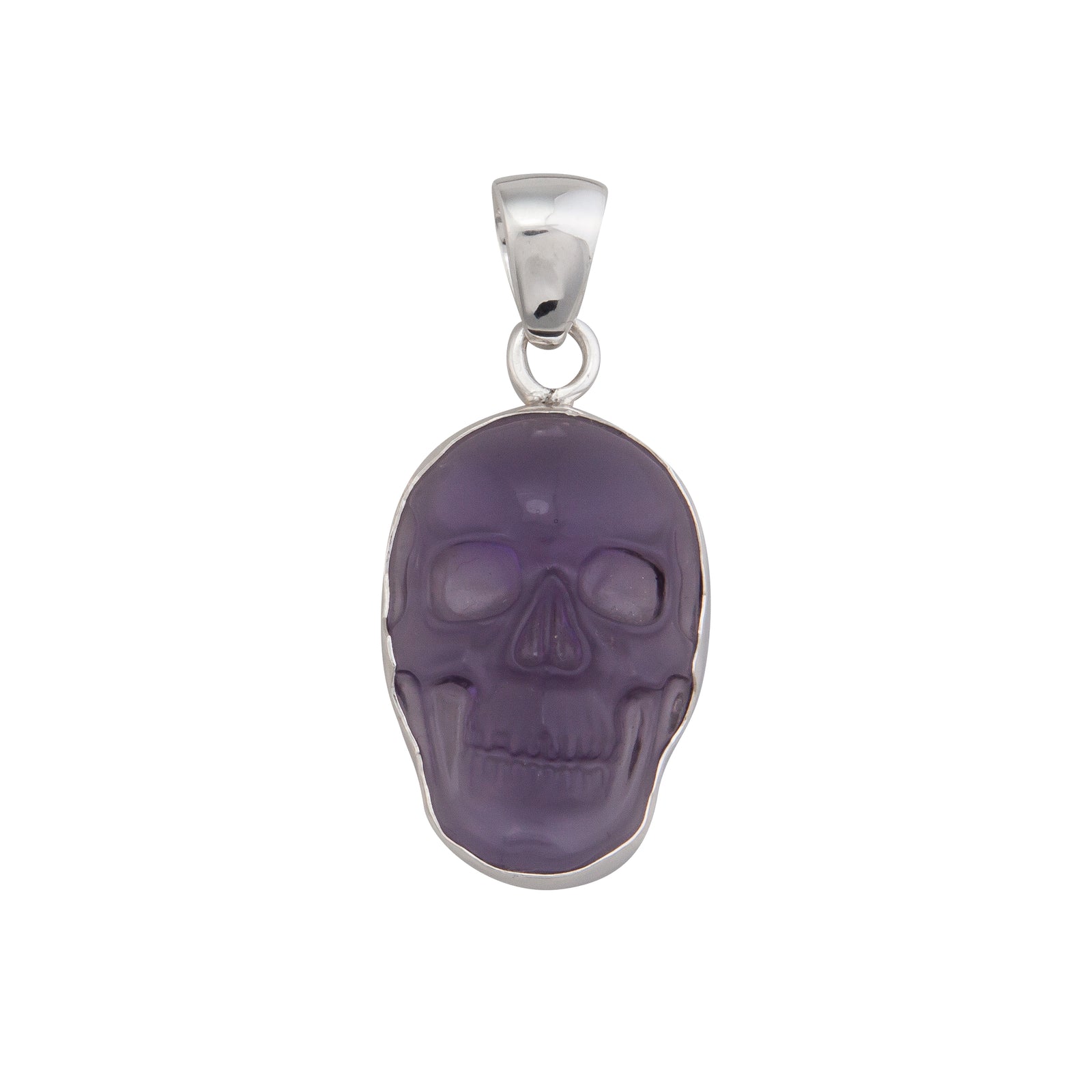 Sterling Silver Small Skull Pendant - Amethyst | Charles Albert Jewelry